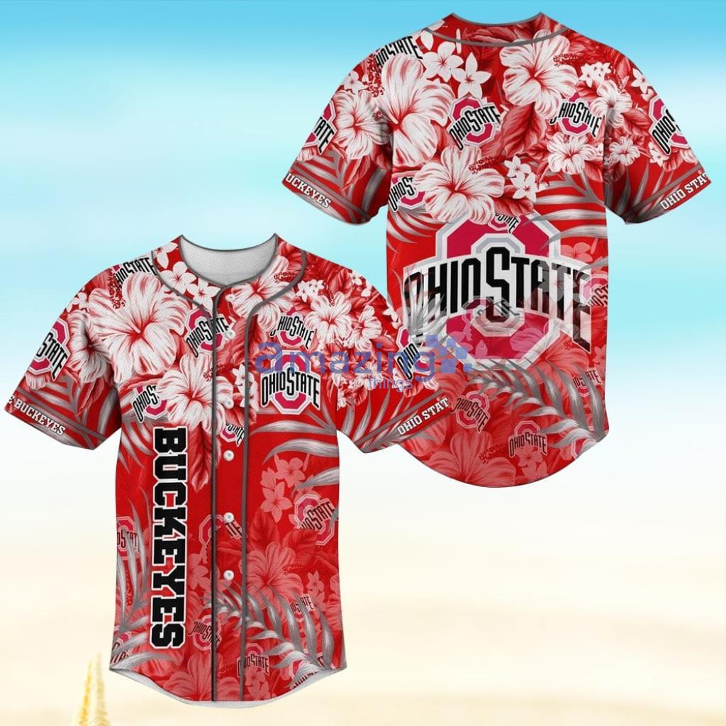 Ohio State Buckeyes Flower MLB Baseball Jersey Shirt Product Photo 1