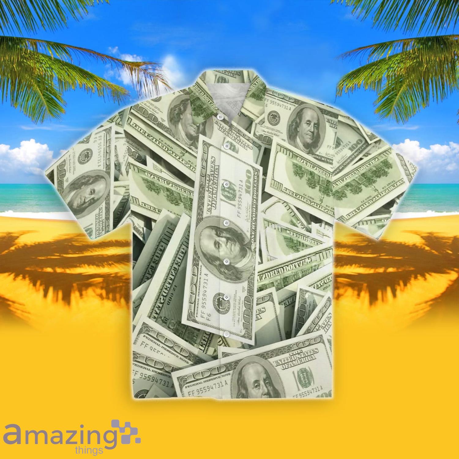 One Hundred Dollar Bills Short Sleeve Hawaiian Shirt Product Photo 1