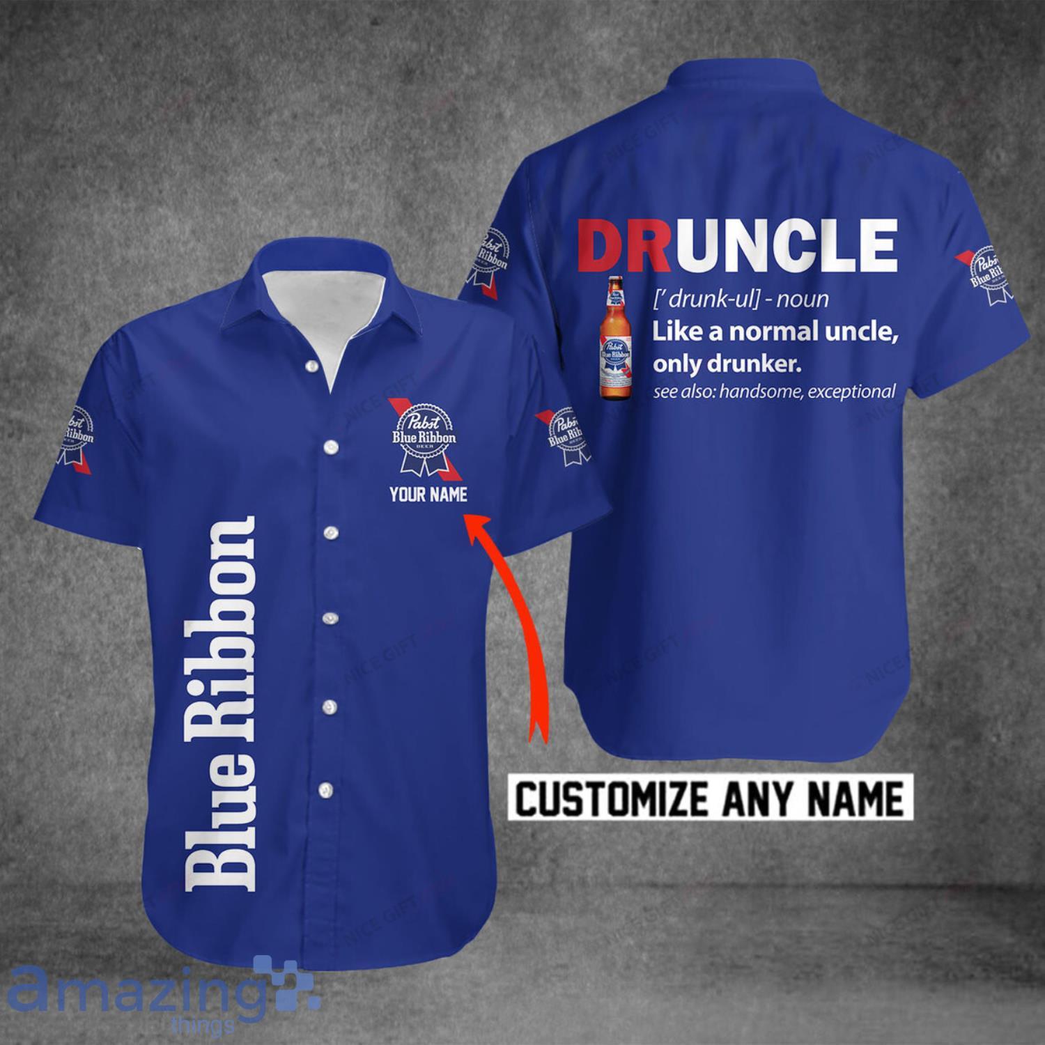 Pabst Blue Ribbon Druncle Custom Name Men And Women Hawaiian Shirt Summer Gift Product Photo 1