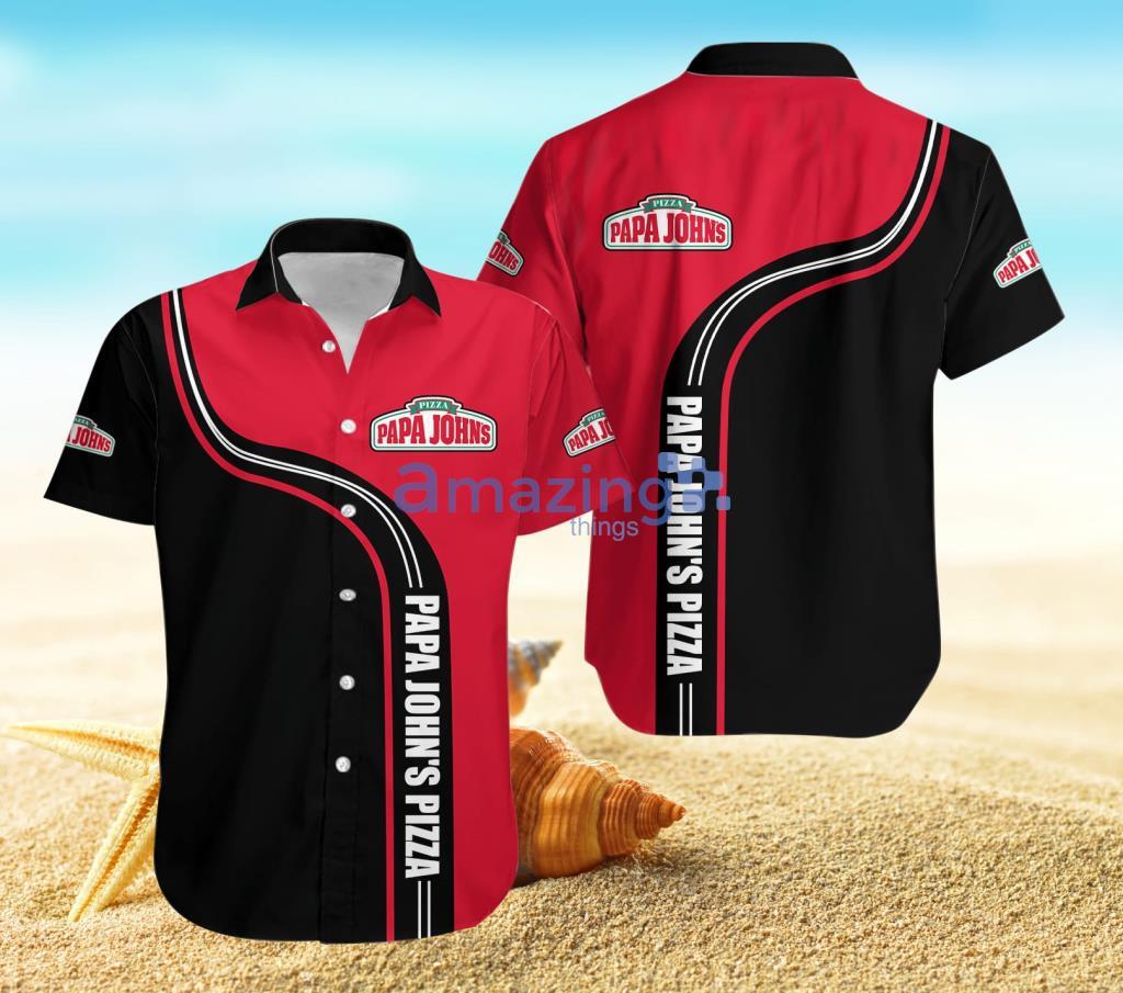 Papa John's Pizza Black And Red Hawaiian Shirt For Men And Women image Papa John's Pizza Black And Red Hawaiian Shirt For Men And Women Product Photo 1