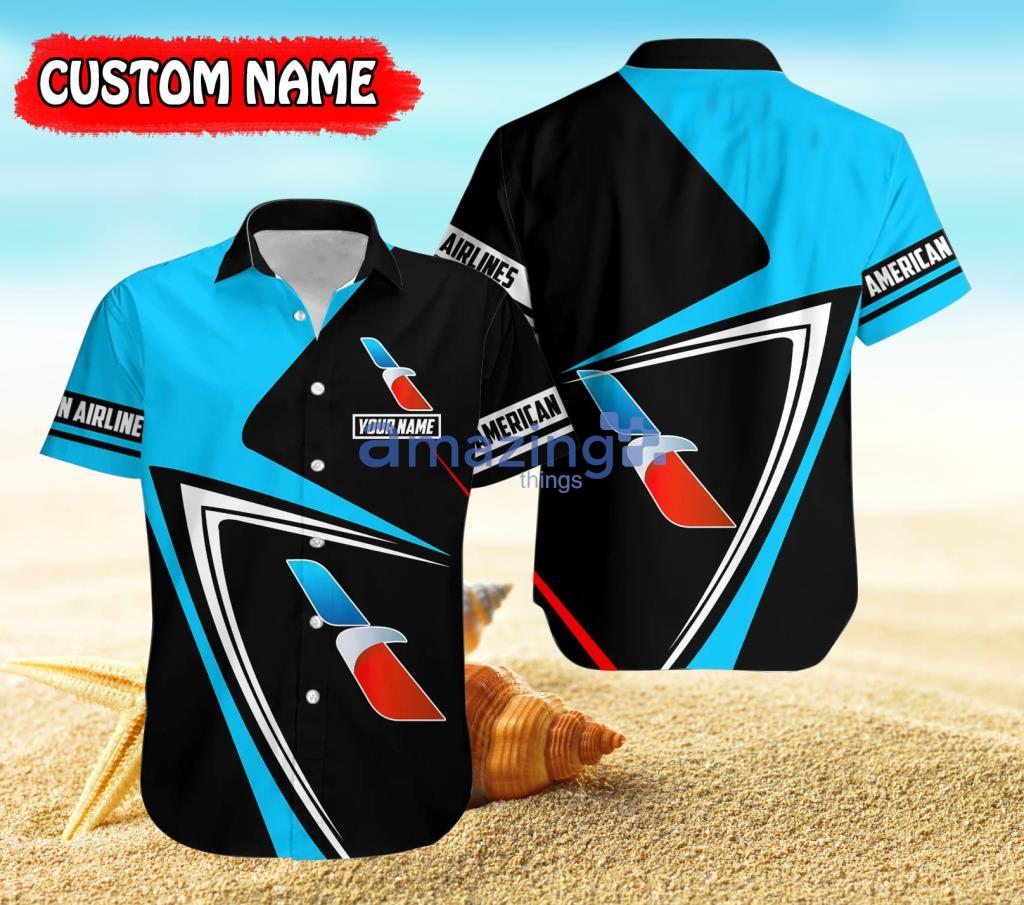 Personalized American Airlines Blue Black Trend Summer Hawaiian Shirt For Fans Product Photo 1