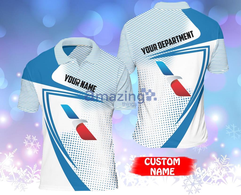 Personalized American Airlines Whie And Blue Polo Shirt Gift For Fans Product Photo 1