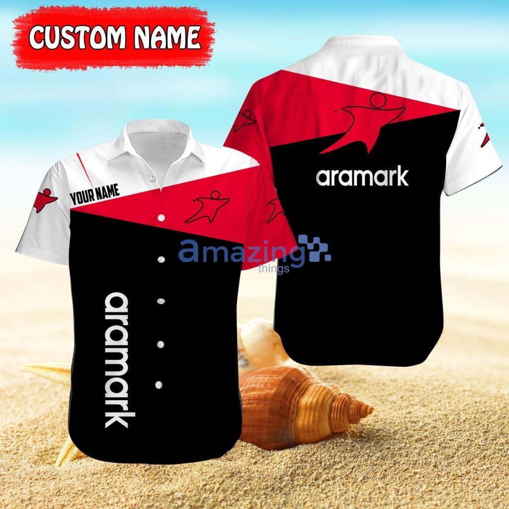 Personalized Aramark White Red Trend Summer Hawaiian Shirt For Fans Product Photo 1