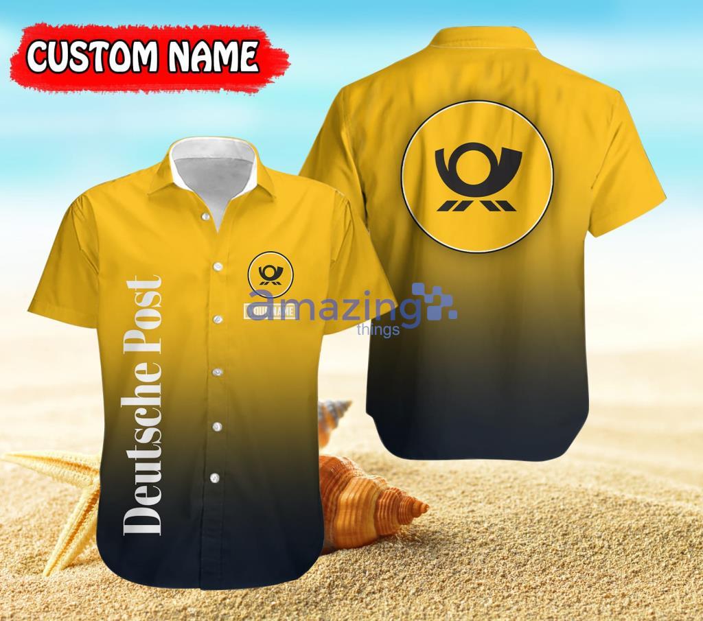 Personalized Deutsche Post Yellow And Black Hawaiian Shirt For Men And Women Product Photo 1 Personalized Deutsche Post Yellow And Black Hawaiian Shirt For Men And Women Product Photo 1