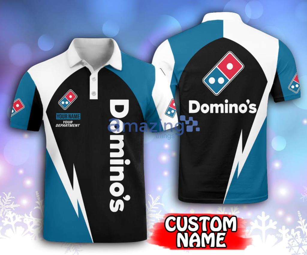 Personalized Domino's Pizza Black And Blue Polo Shirt Gift For Fans Product Photo 1