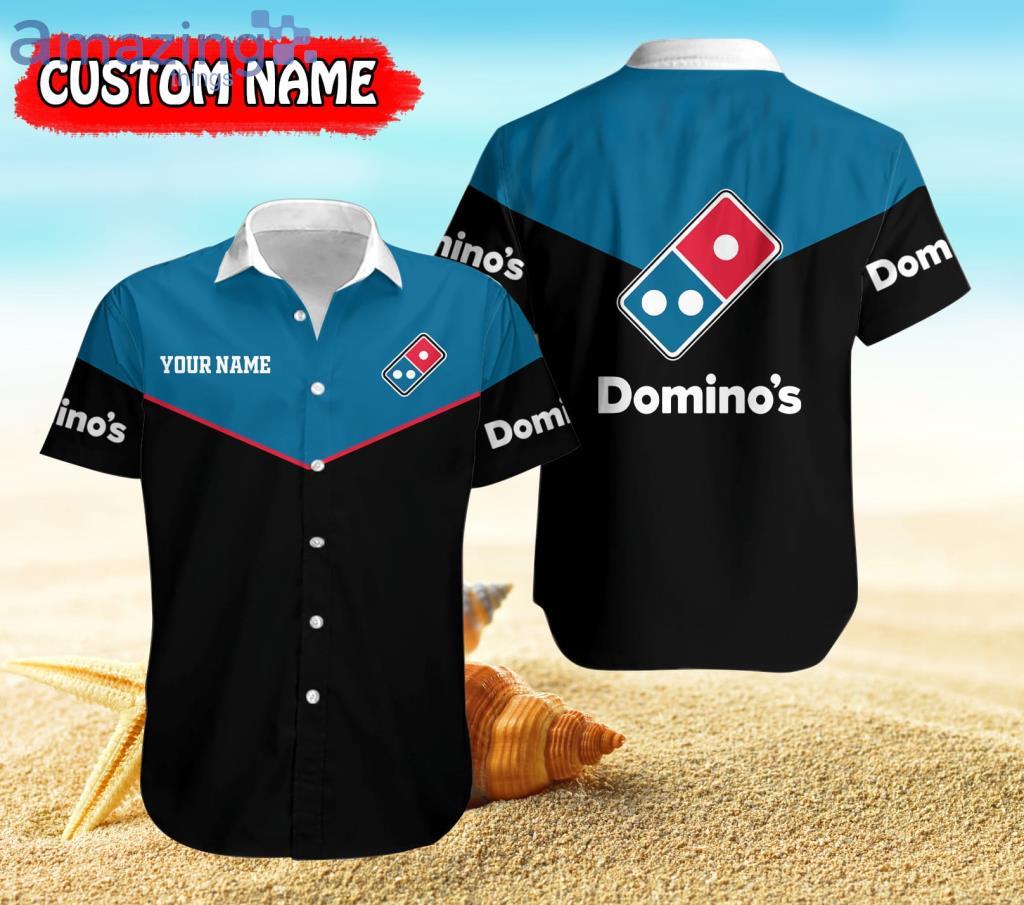 Personalized Domino's Pizza Logo Navy And Black Hawaiian Shirt For Men And Women Product Photo 1