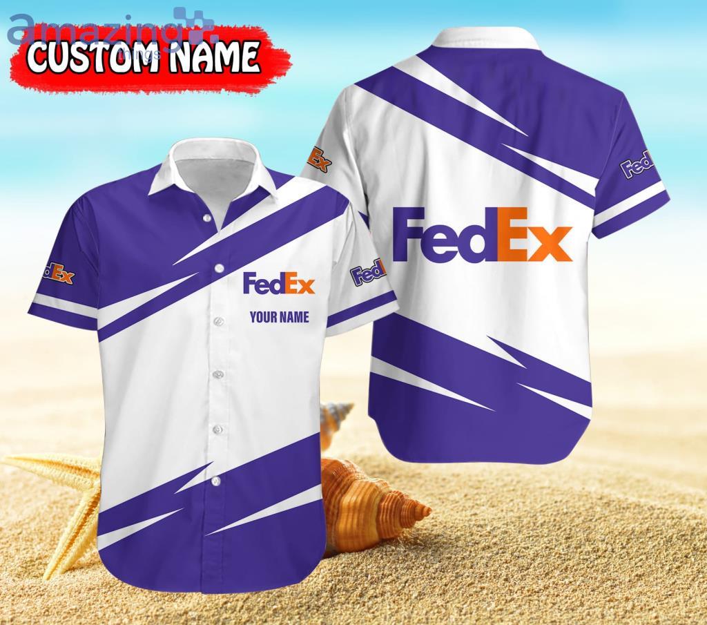 Personalized Fedex Purple And White Hawaiian Shirt For Men And Women Product Photo 1