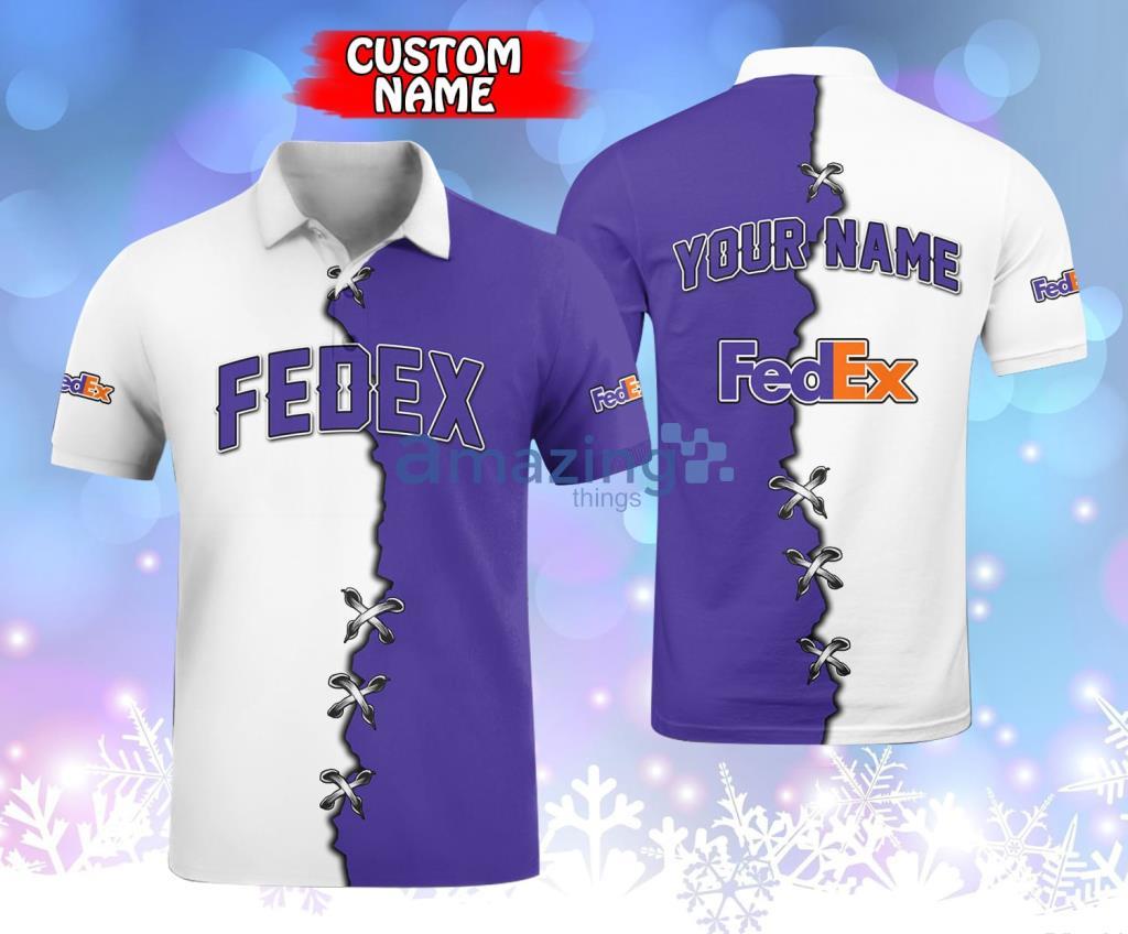 Personalized Fedex Purple And White Polo Shirt Gift For Fans Product Photo 1