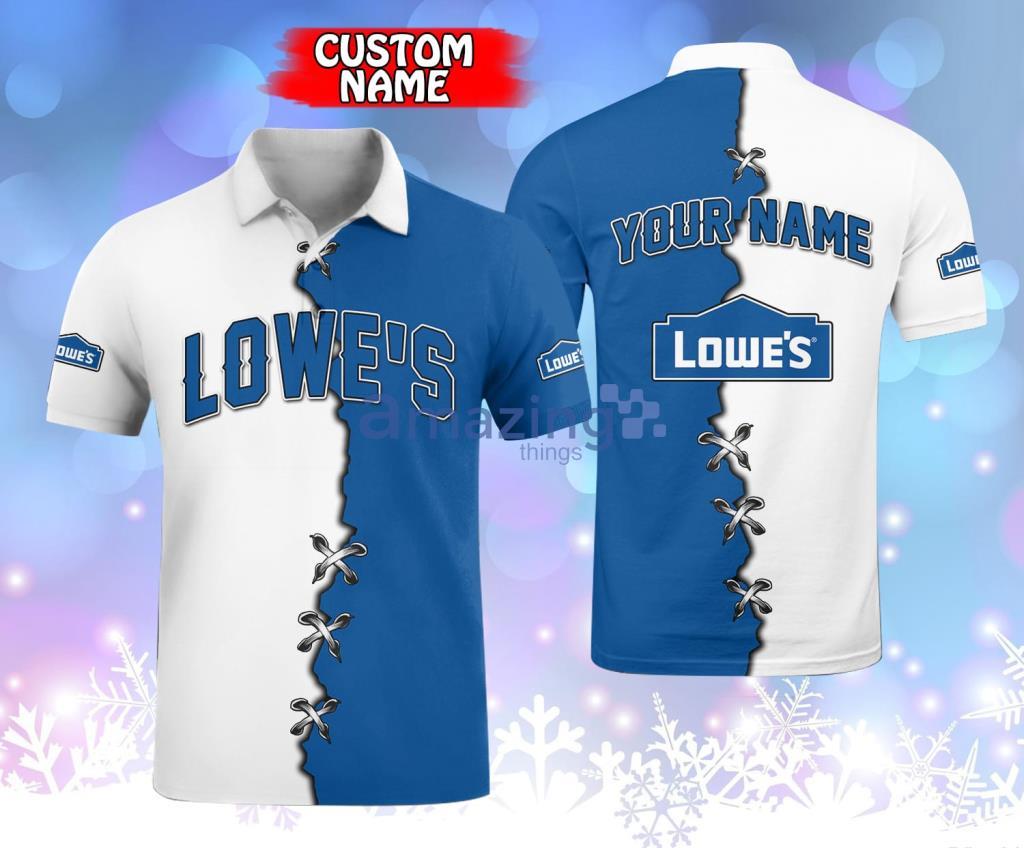Personalized Lowe' Logo Blue White Polo Shirt Gift For Fans Product Photo 1