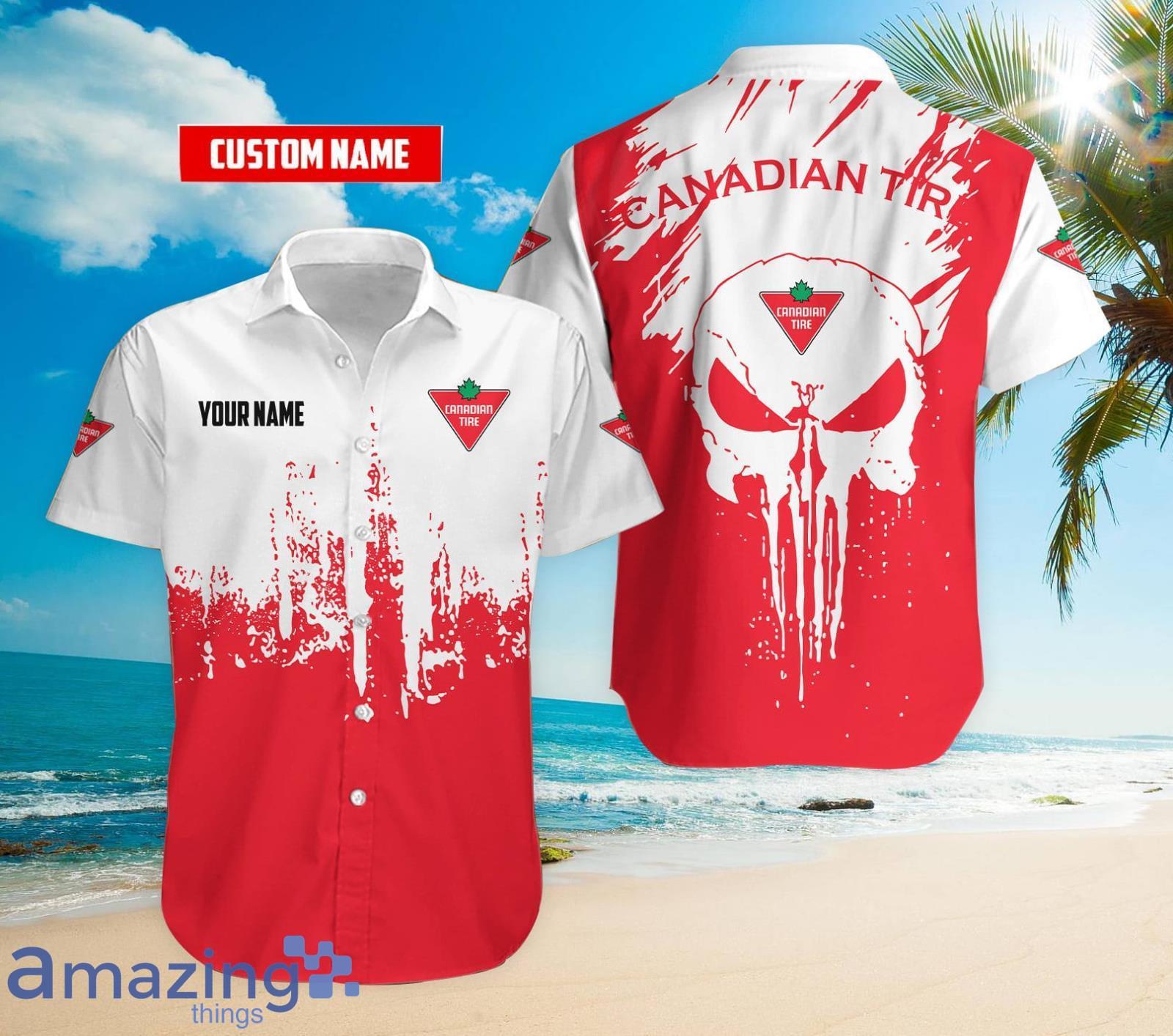 Personalized Name Canadian Tire Skull Print Hawaiian Shirt Product Photo 1