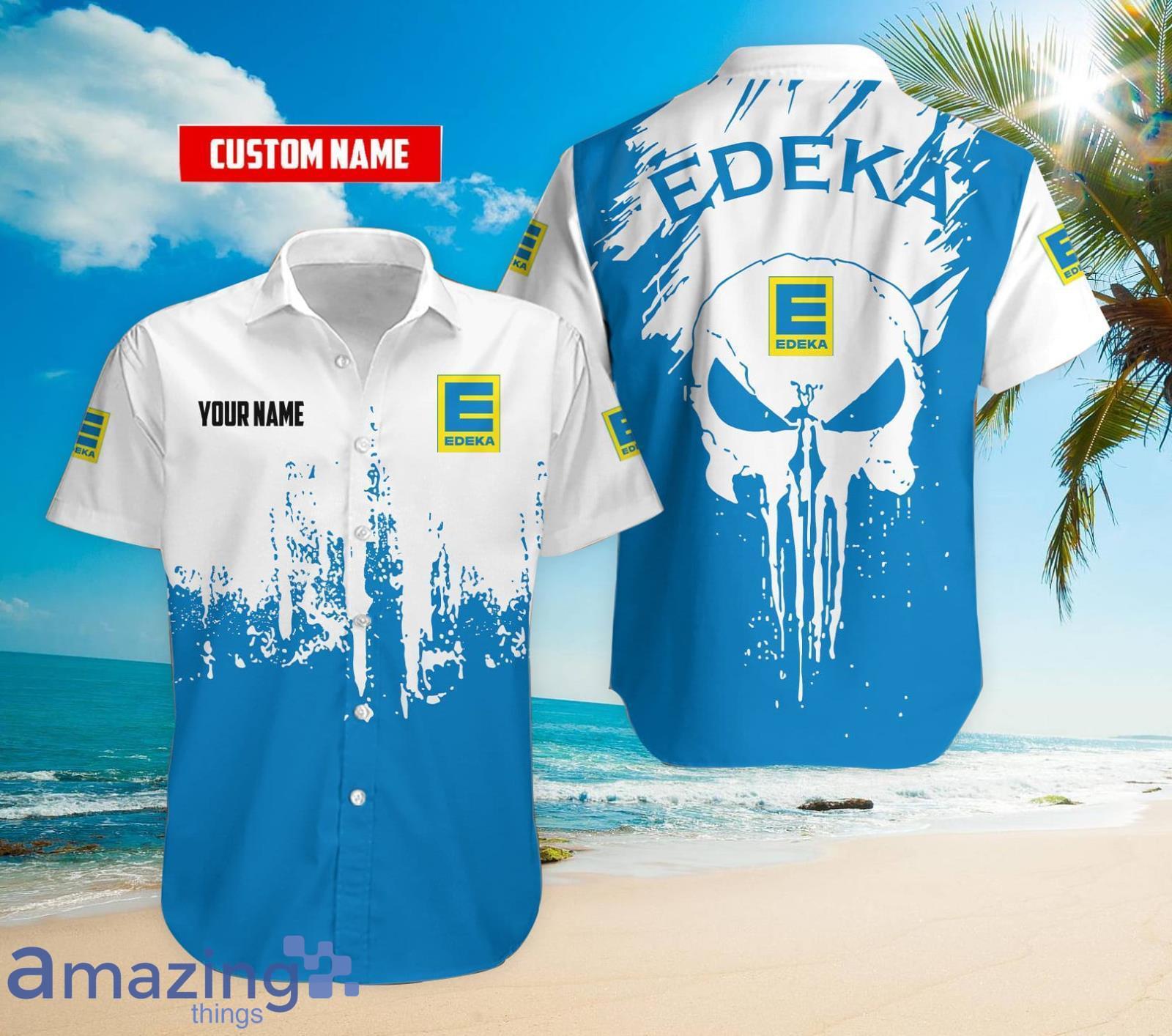 Personalized Name Edeka Skull Print Hawaiian Shirt Product Photo 1