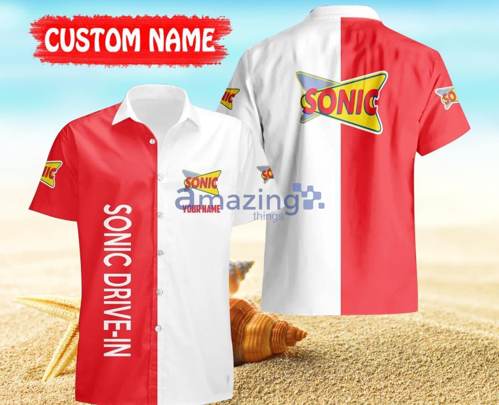 Personalized Sonic Drive-In Logo Red And White Hawaiian Shirt For Men And Women Product Photo 1