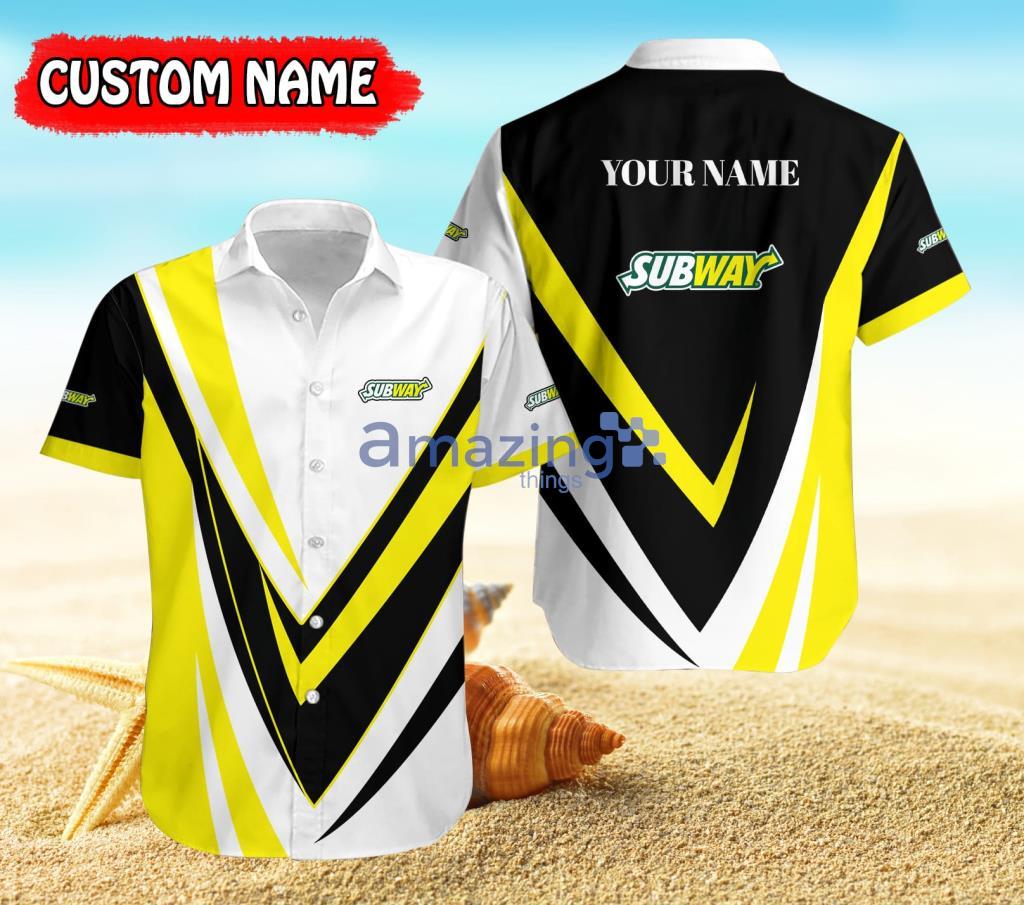Personalized Subway Logo Black And Yellow White Hawaiian Shirt For Men And Women Product Photo 1
