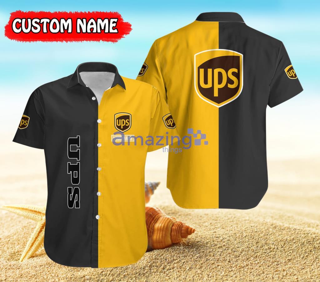 Personalized Ups Logo Dak Grey And Yellow Hawaiian Shirt For Men And Women Product Photo 1