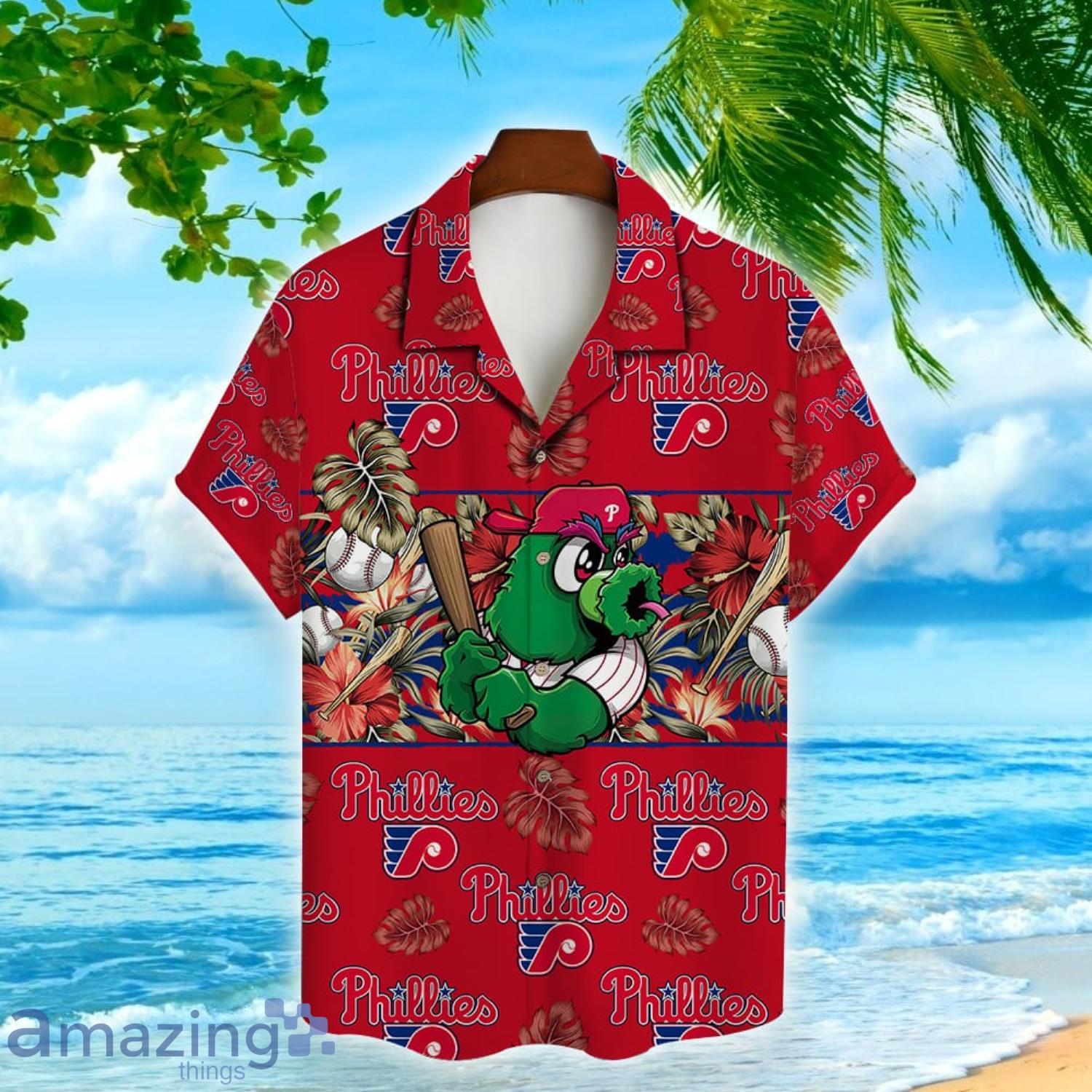 Philadelphia Phillies Logo Red Flower Hawaiian Summer Beach Shirt
