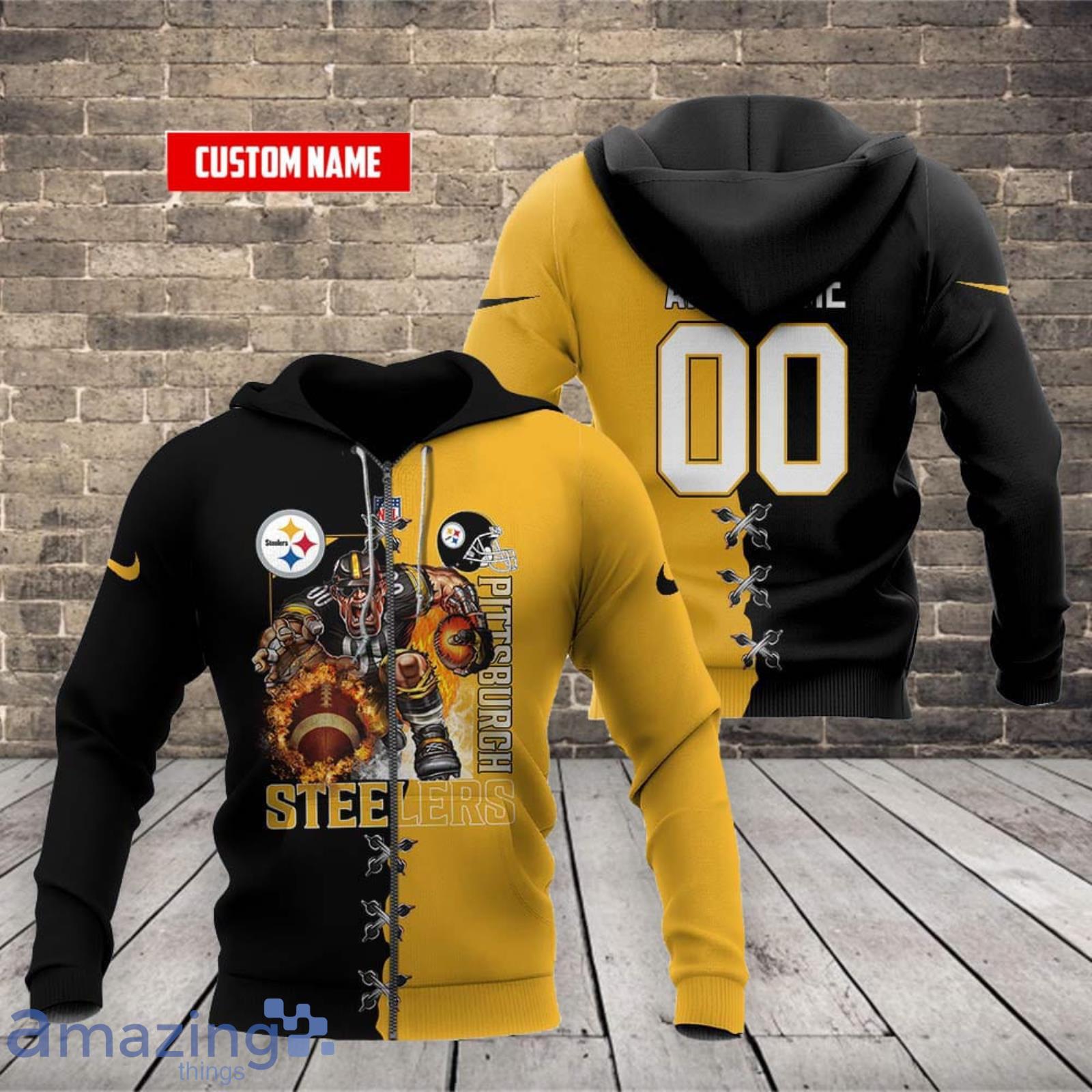 Cheap Price NFL Hoodies 3D Pittsburgh Steelers Zip up Hoodies