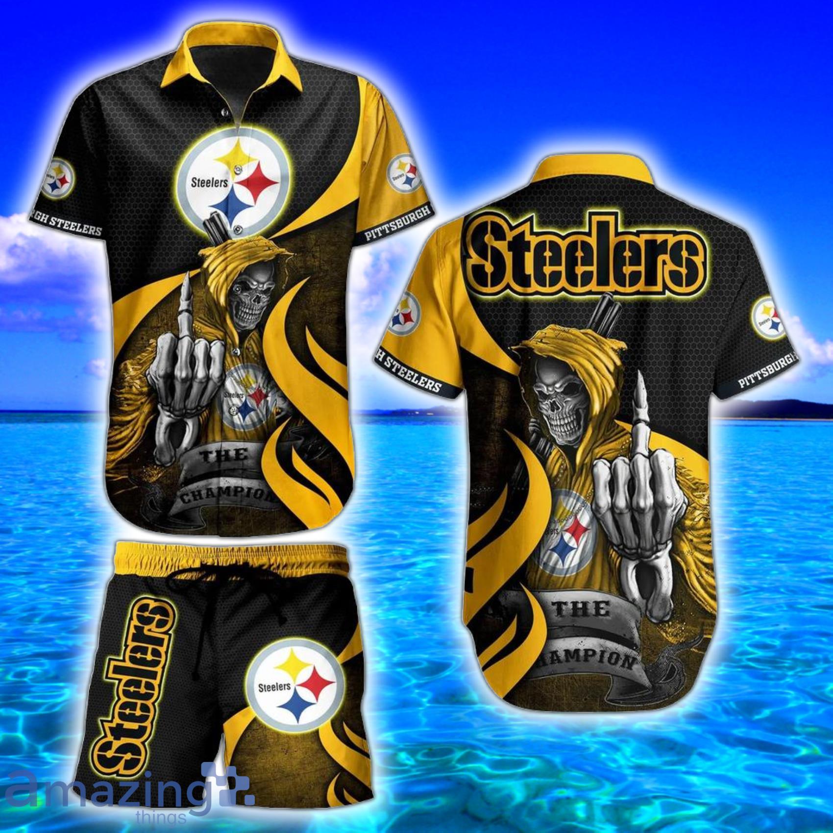 Pittsburgh Steelers Nfl Football The Champion Skull Strong Design Hawaiian  Shirt And Beach Short Gift For Men Women