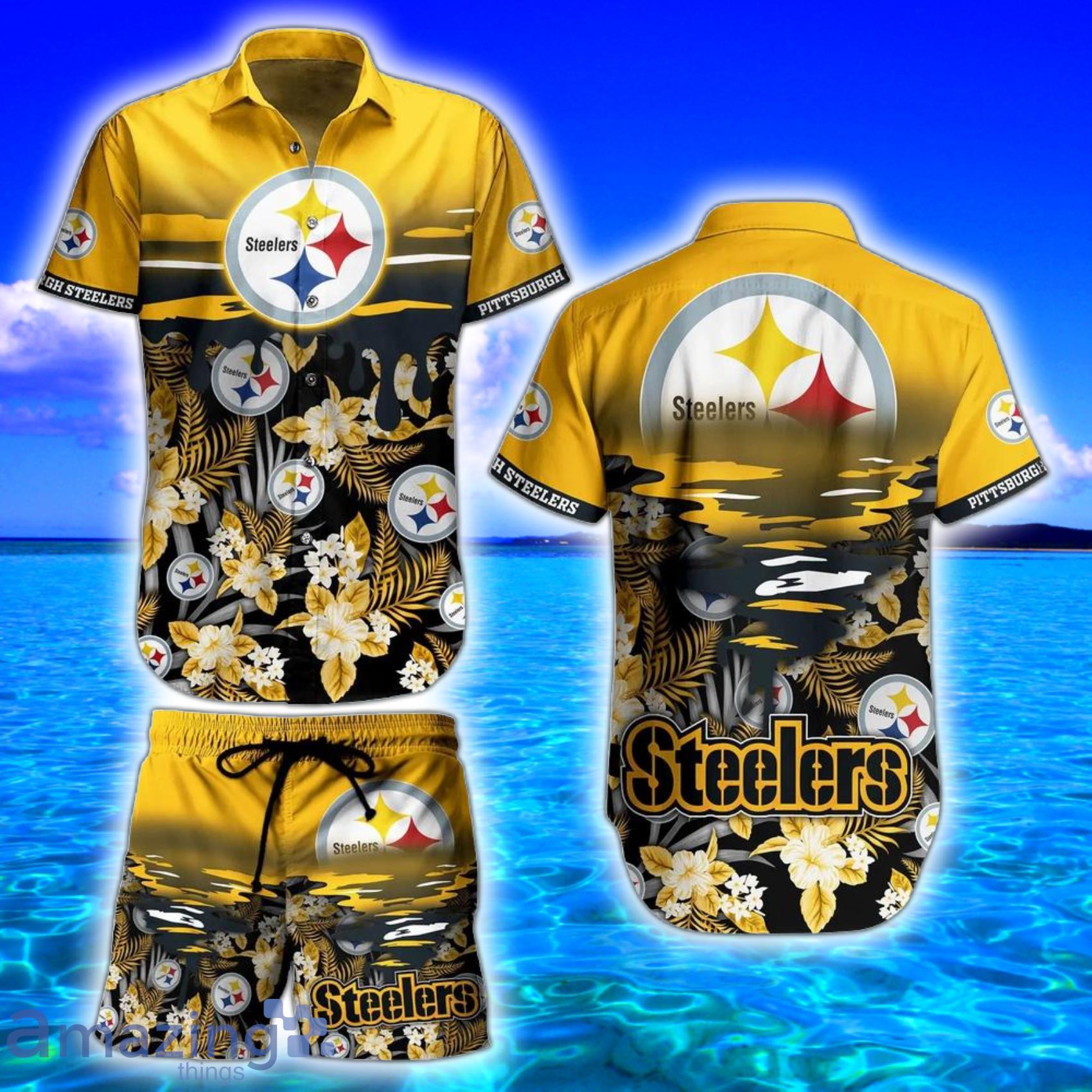 Pittsburgh Steelers Nfl Gift For Fans Tropical Art Hawaiian Shirt And Short Product Photo 1