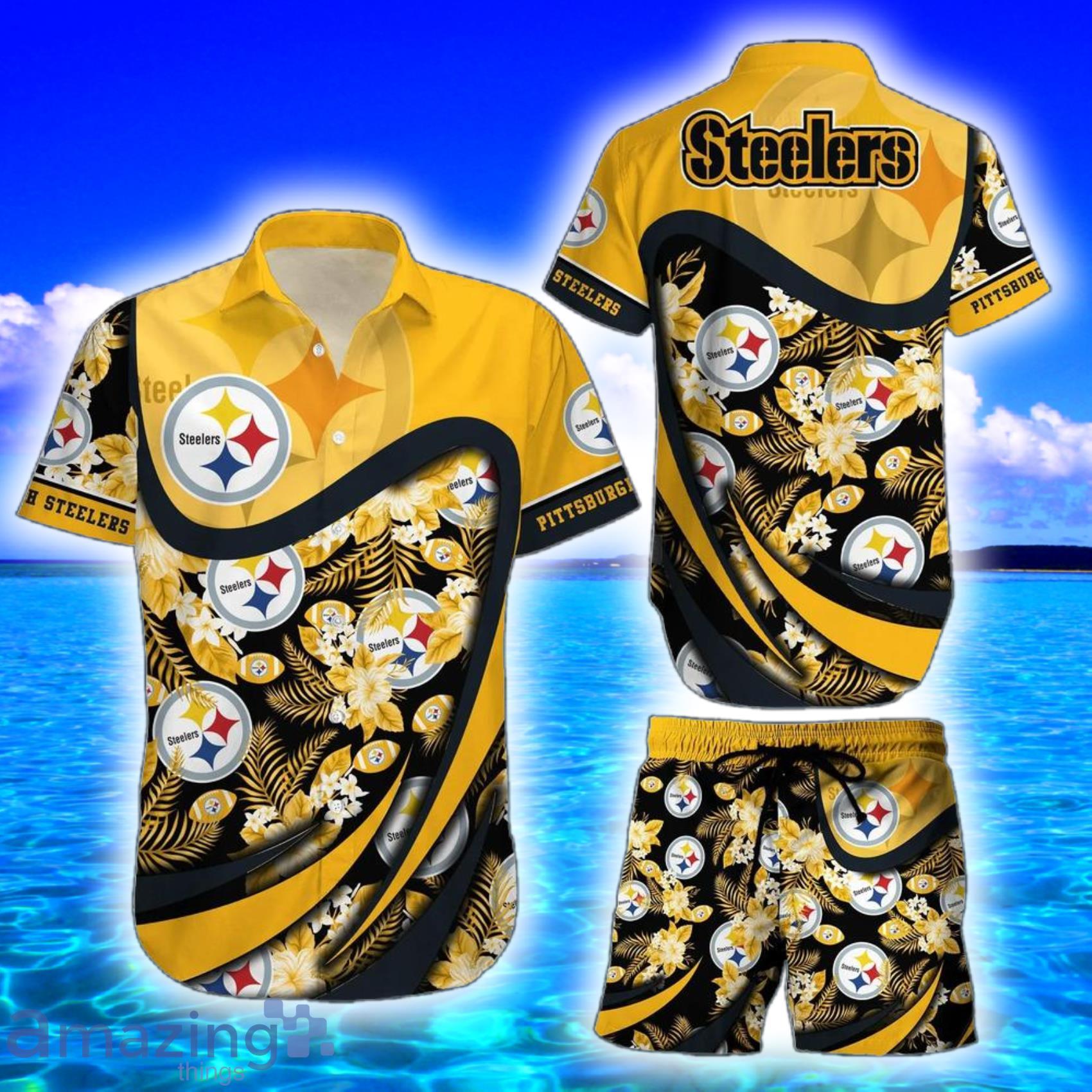 Pittsburgh Steelers NFL Football With Tropical Flower Pattern