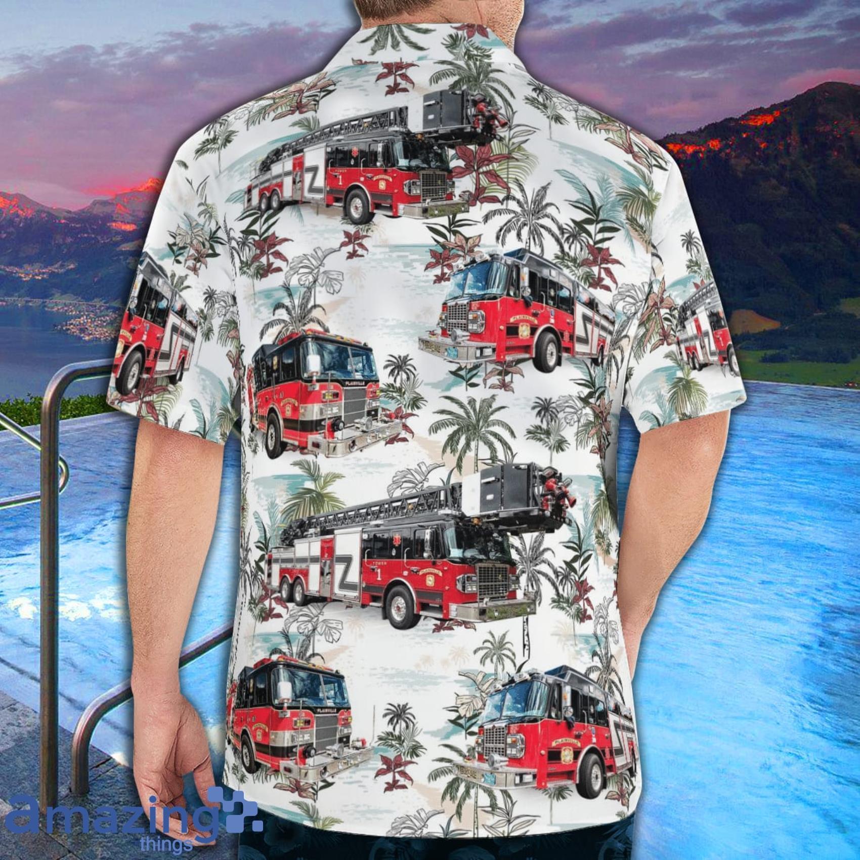 Plainville Fire Department AOP Aloha Tropical Style Hawaiian Shirt And Beach Short image Plainville Fire Department AOP Aloha Tropical Style Hawaiian Shirt And Beach Short Product Photo 4