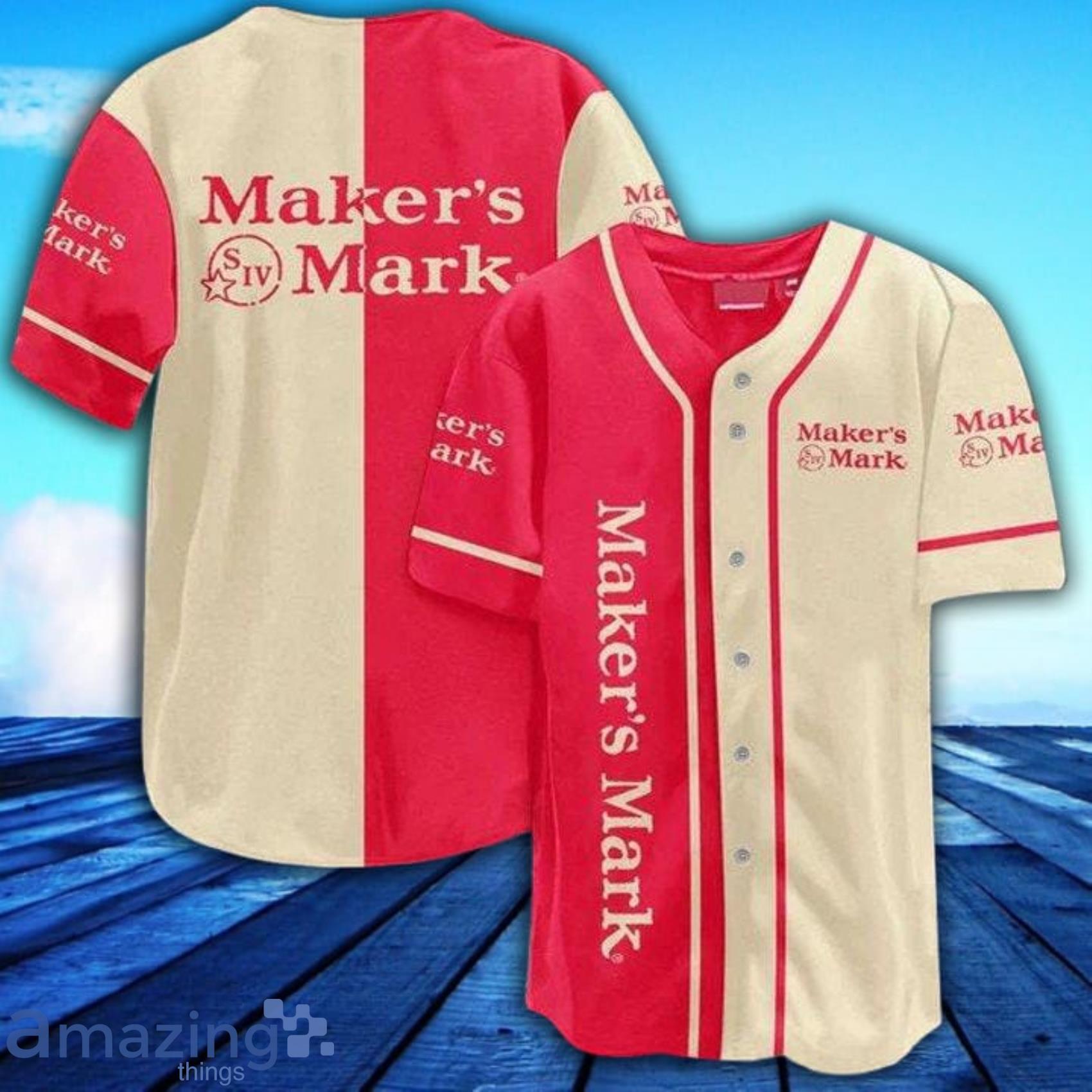 Red - Beige Maker's Mark AOP Full Print Baseball Jersey Shirt Product Photo 1