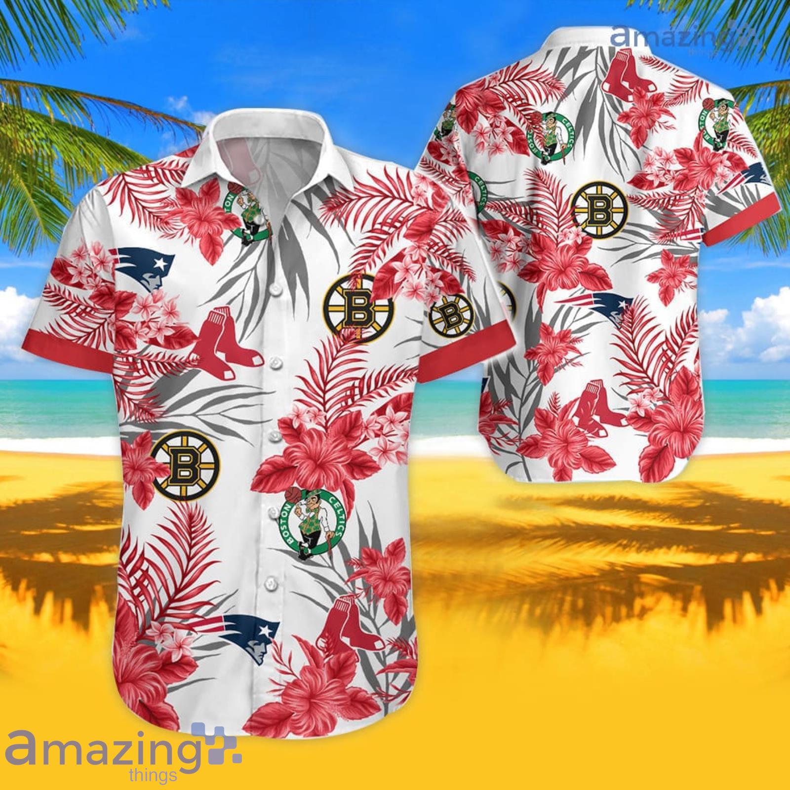 Red Style Boston Tropical Hawaiian Shirt For Men And Women Product Photo 1