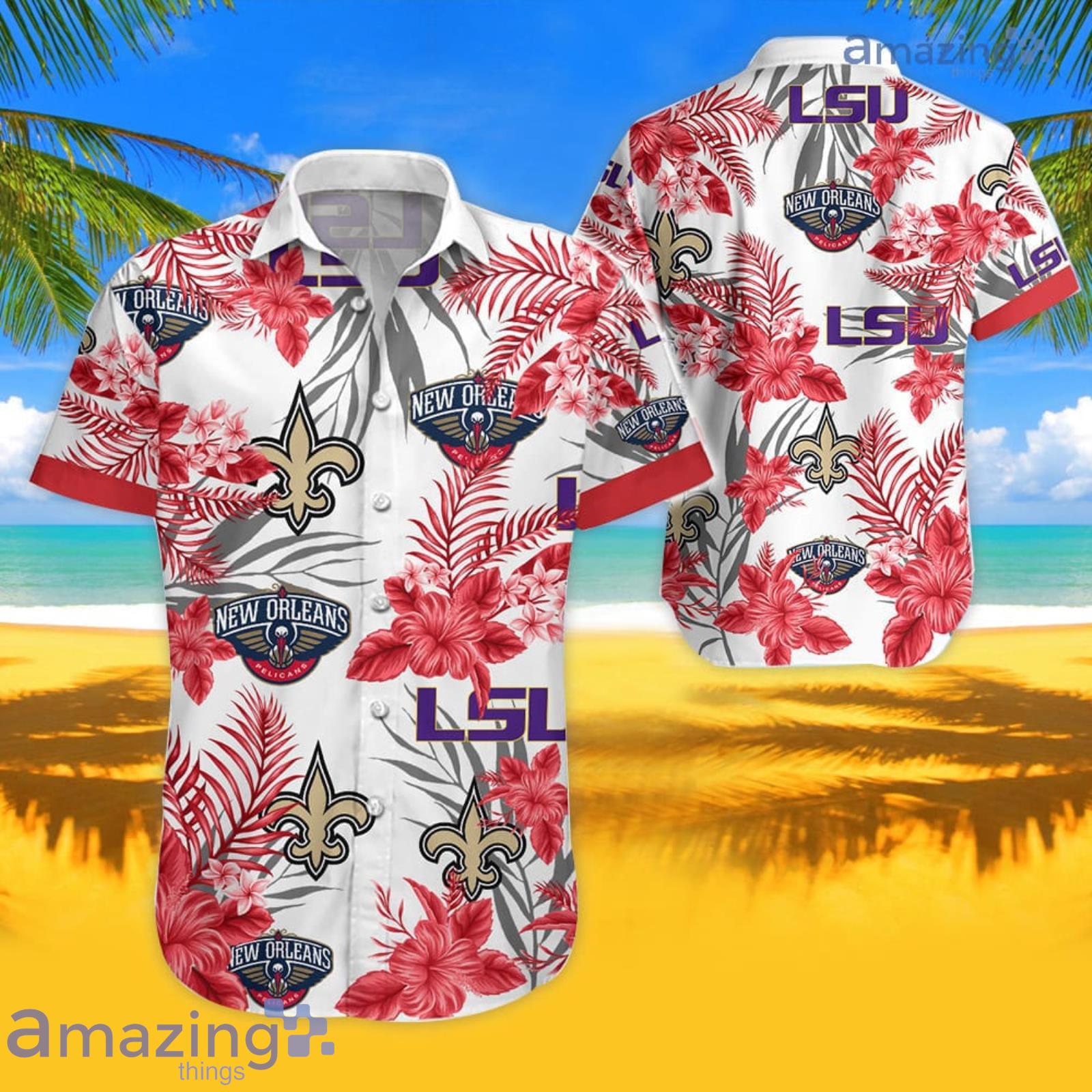 Red Style Louisiana Tropical Hawaiian Shirt For Men And Women Product Photo 1
