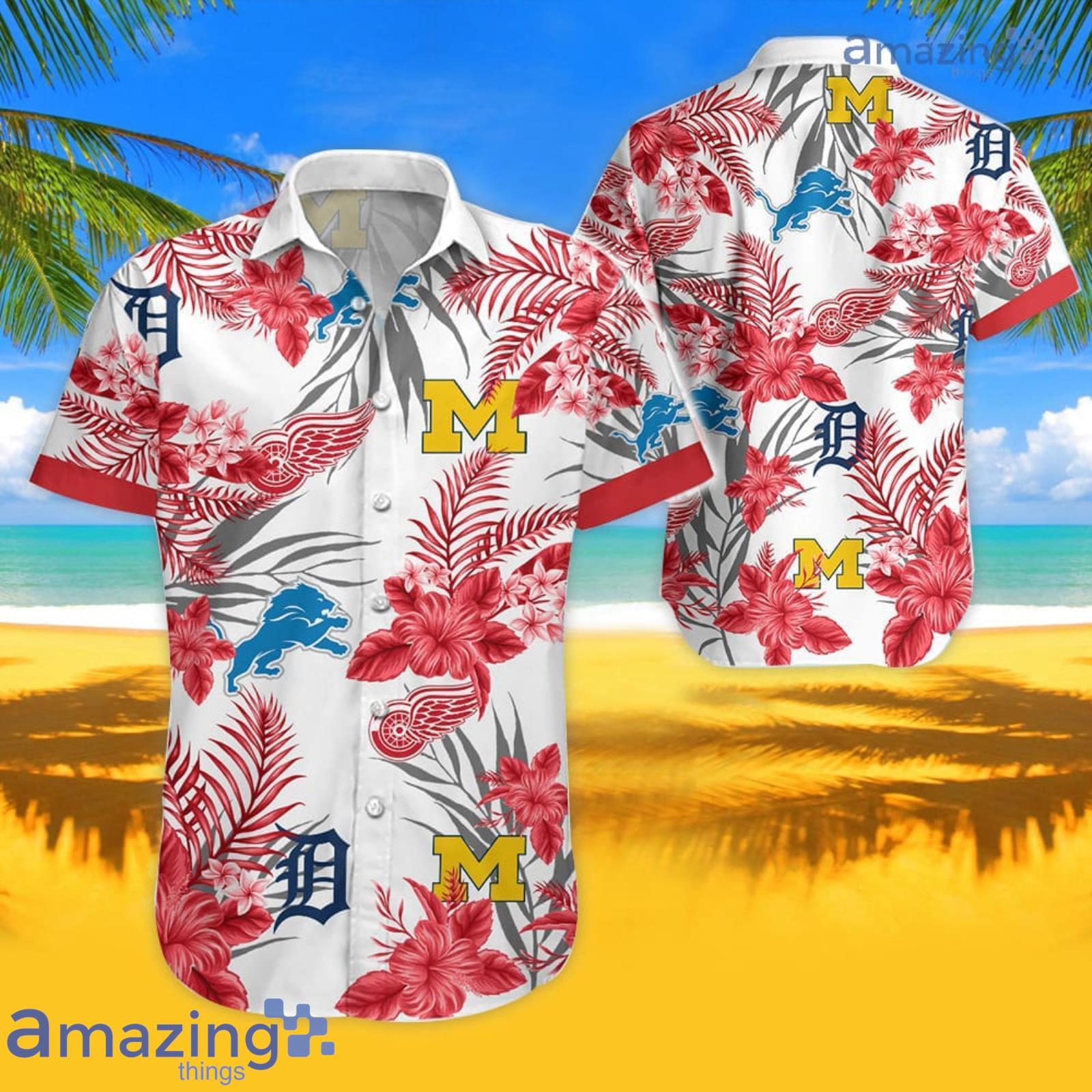 Red Style Michigan Tropical Hawaiian Shirt For Men And Women Product Photo 1