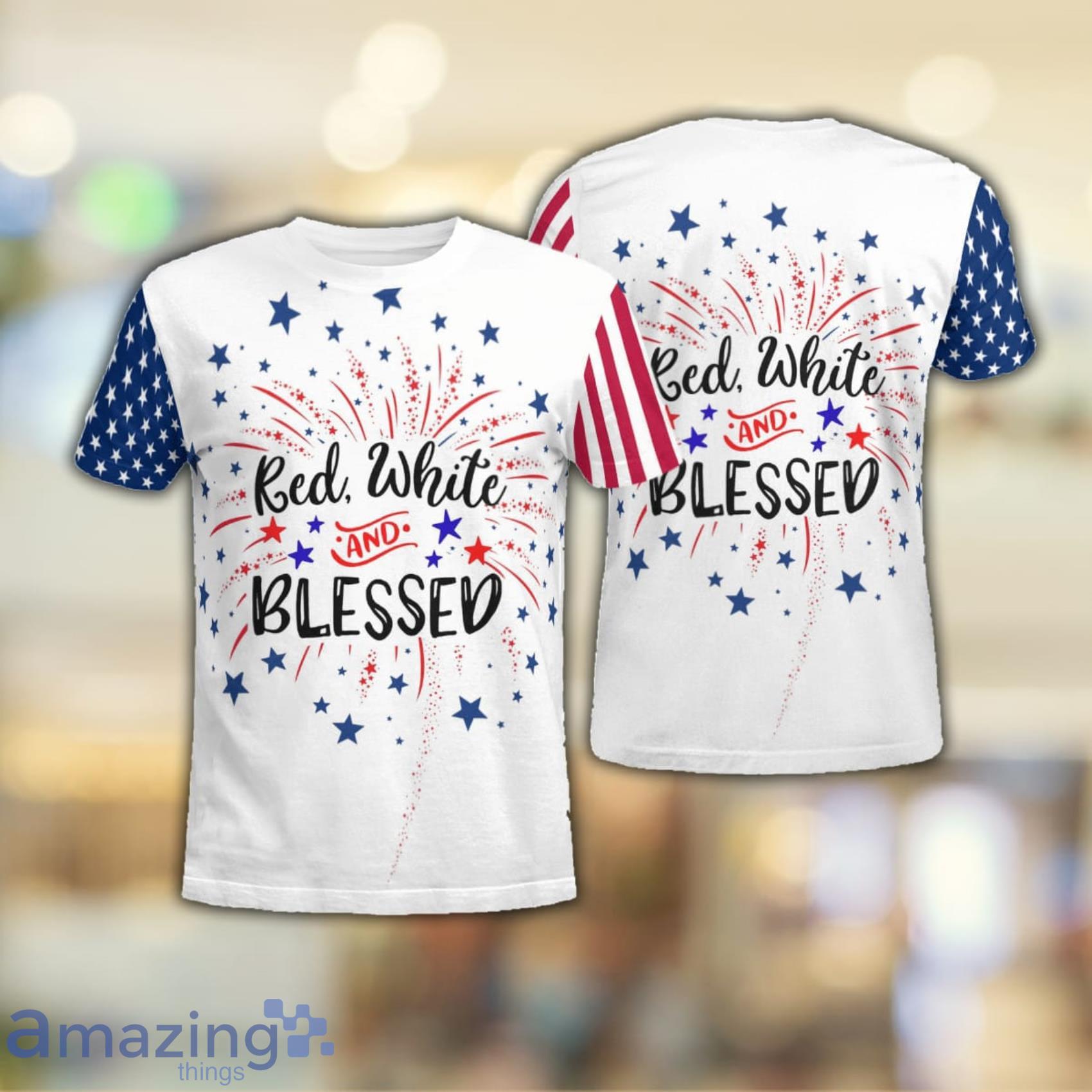 Red White & Blessed Flag All Over Print 3D T-Shirt Product Photo 1