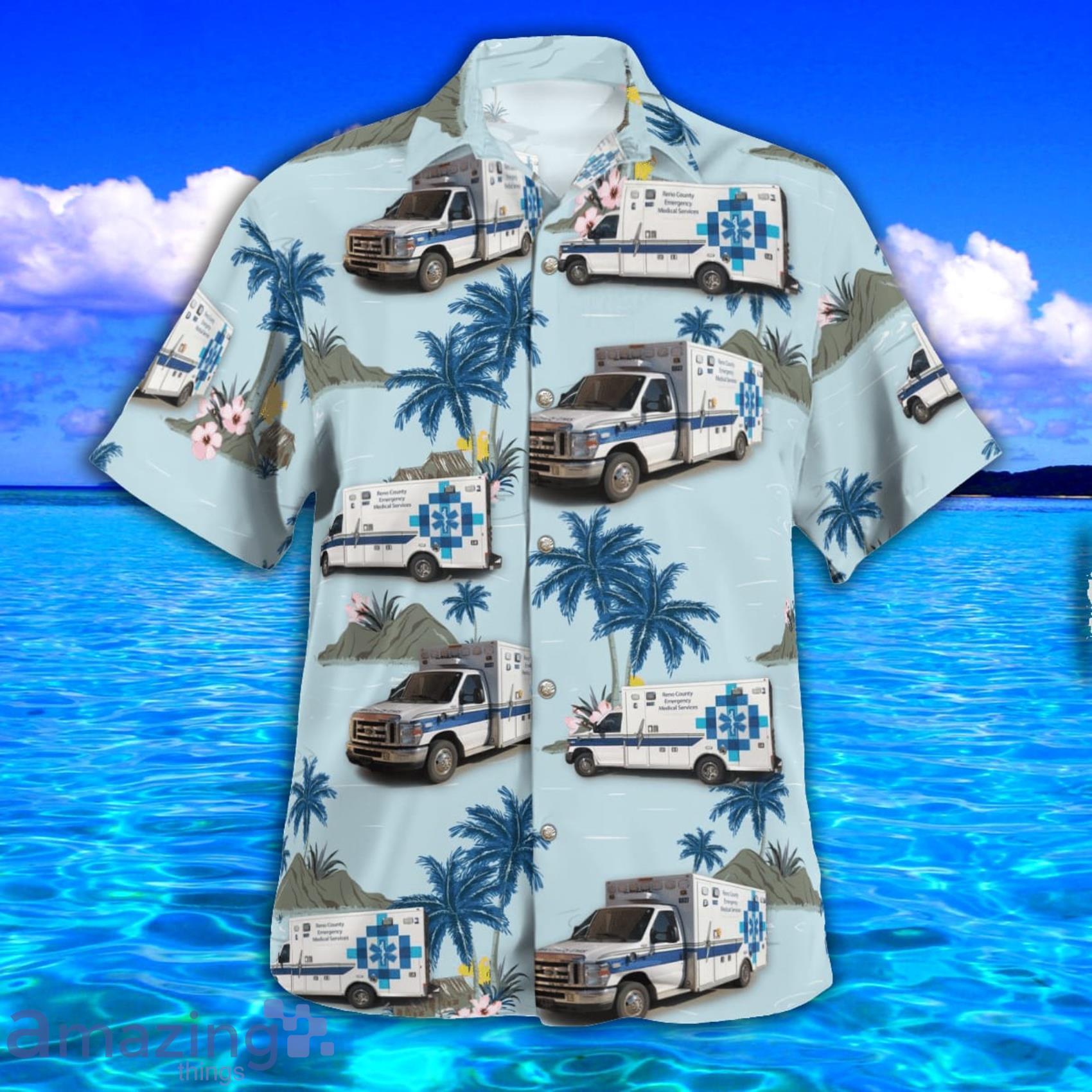 Reno County Ems AOP Aloha Tropical Style Hawaiian Shirt And Beach Short image Reno County Ems AOP Aloha Tropical Style Hawaiian Shirt And Beach Short Product Photo 3