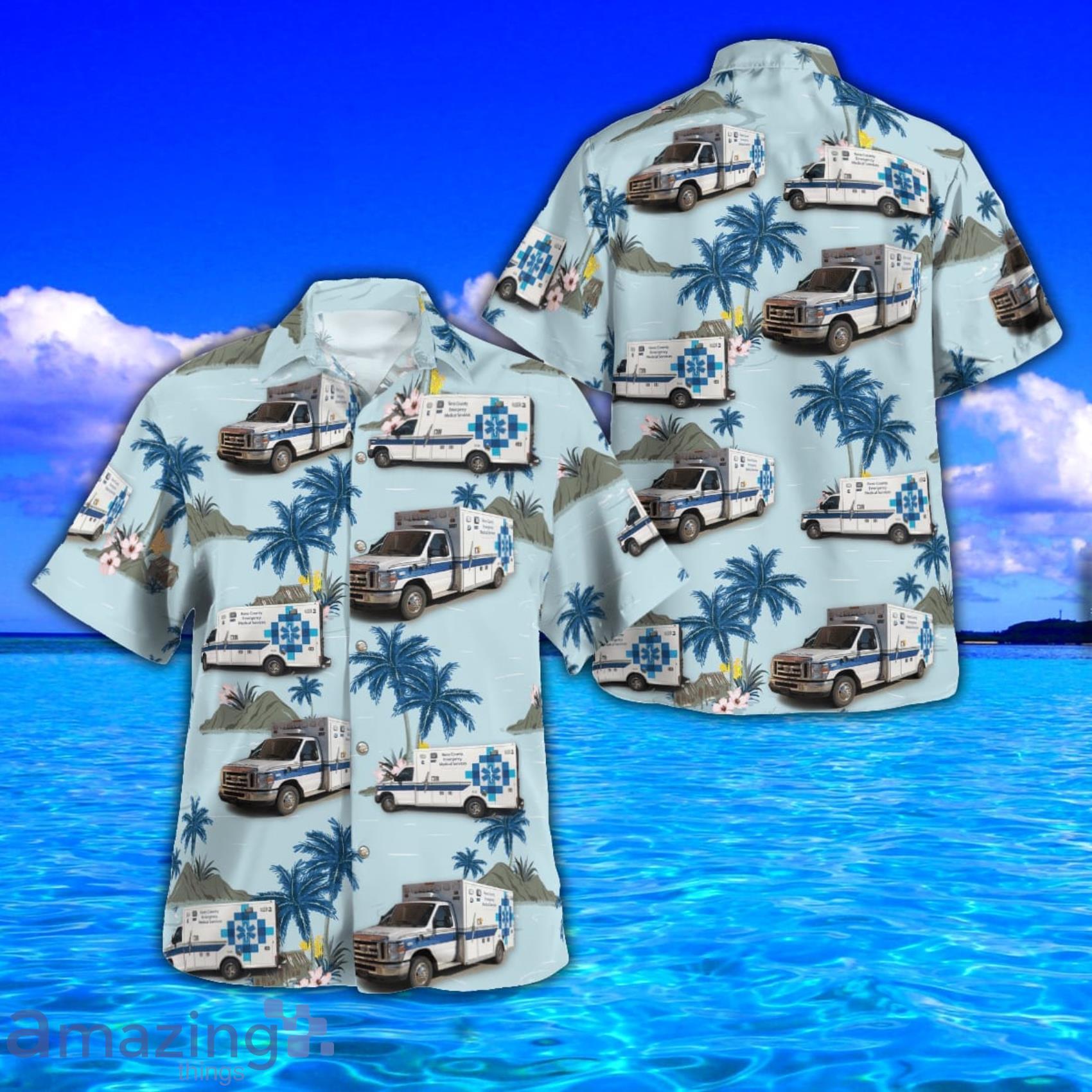 Reno County Ems AOP Aloha Tropical Style Hawaiian Shirt And Beach Short Product Photo 1 Reno County Ems AOP Aloha Tropical Style Hawaiian Shirt And Beach Short Product Photo 1