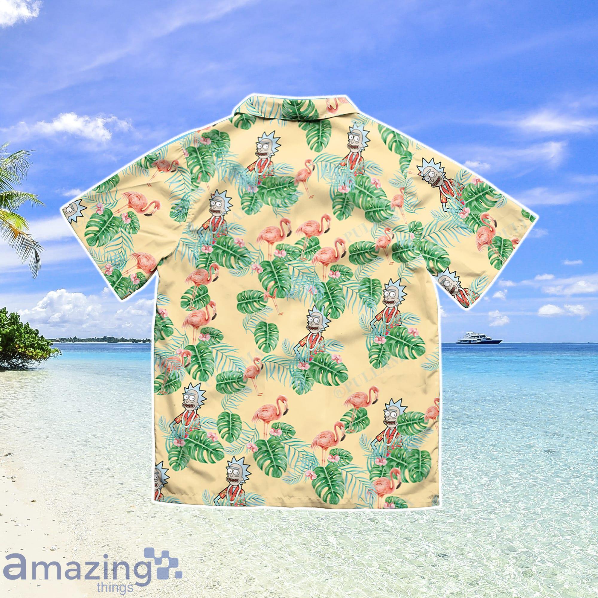 Rick and Morty Flamingo Aloha Tropical Hawaiian Shirt Gift For Summer Vacation image Rick and Morty Flamingo Aloha Tropical Hawaiian Shirt Gift For Summer Vacation Product Photo 2