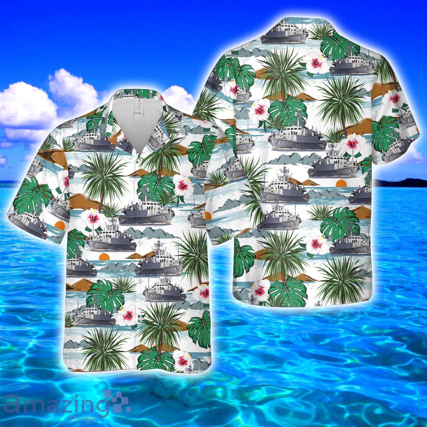 RN Sandown-class minehunter AOP Print Hawaiian Shirt And Short Set Product Photo 1
