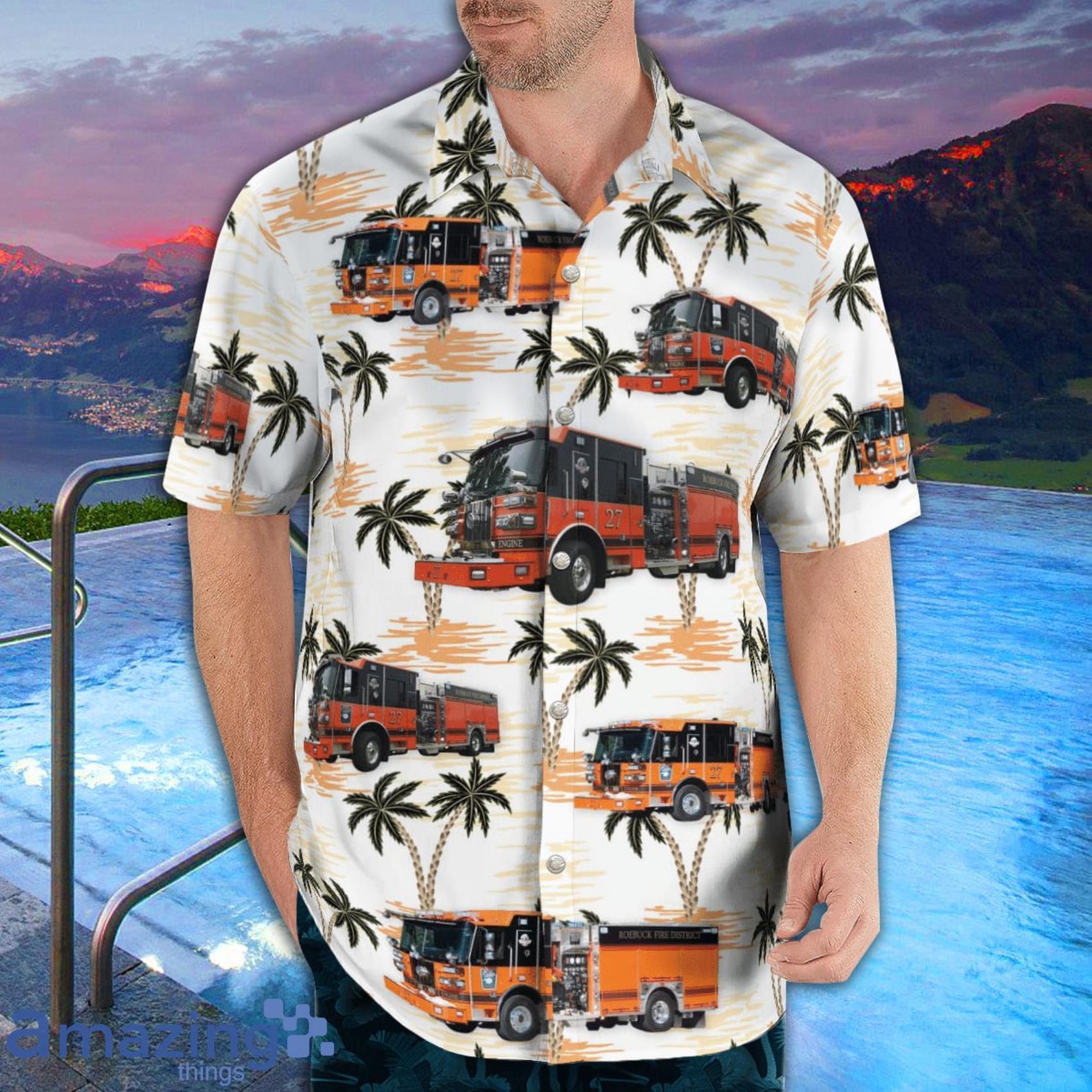 Roebuck Fire District Rescue AOP Aloha Tropical Style Hawaiian Shirt And Beach Short image Roebuck Fire District Rescue AOP Aloha Tropical Style Hawaiian Shirt And Beach Short Product Photo 3