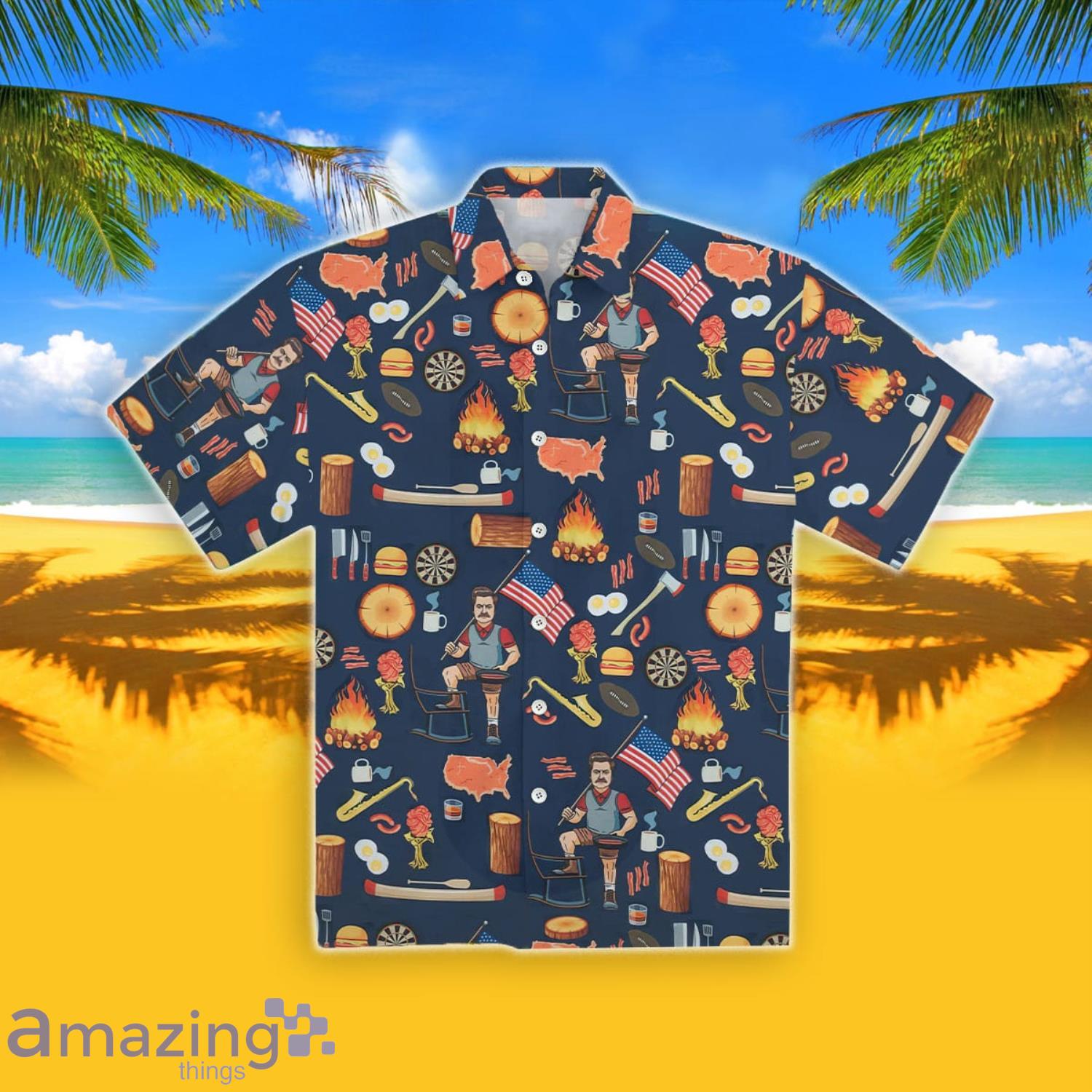 Ron Swanson Of Greatness Short Sleeve Hawaiian Shirt Product Photo 1