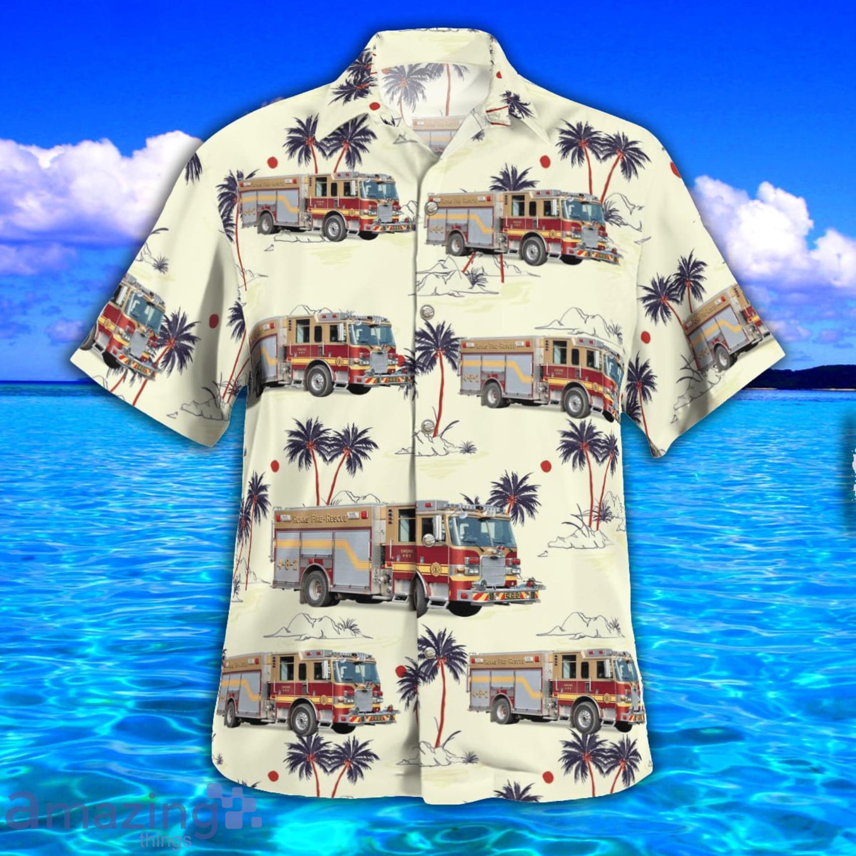 Ronks Fire Rescue Tropical Style AOP Short Sleeve Hawaiian Shirt And Beach Short image Ronks Fire Rescue Tropical Style AOP Short Sleeve Hawaiian Shirt And Beach Short Product Photo 3