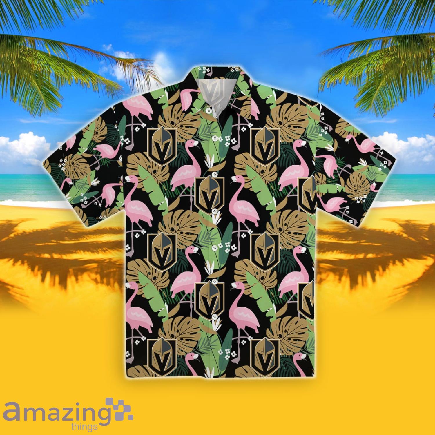 Rose Gold Flamingo Short Sleeve Hawaiian Shirt Product Photo 1