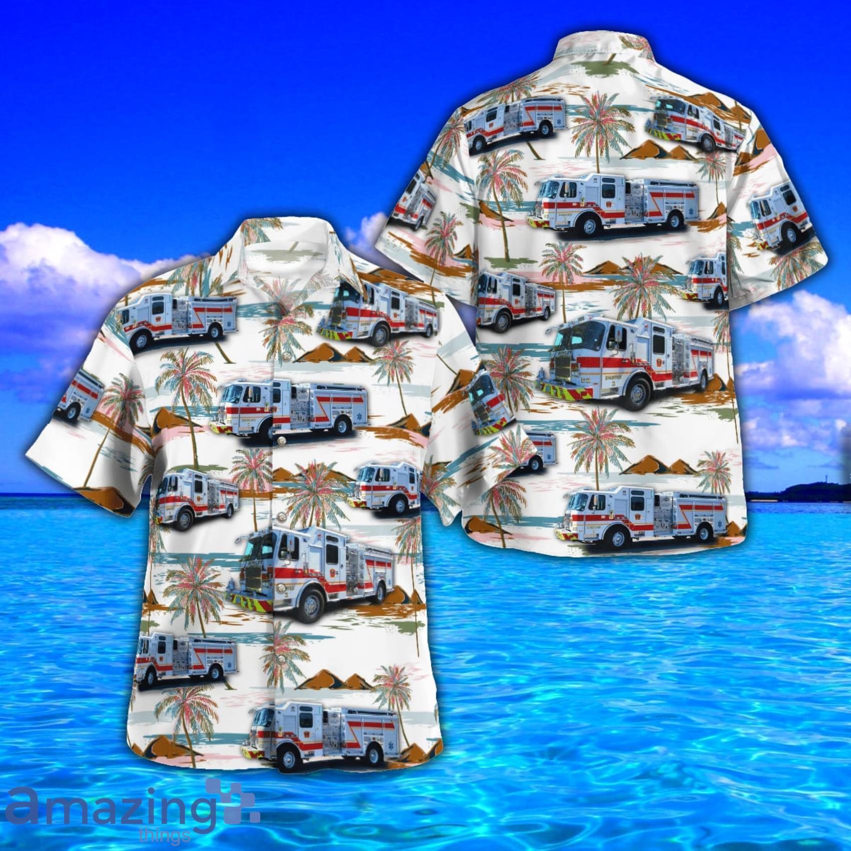 Rowley Fire Department AOP Aloha Tropical Style Hawaiian Shirt And Beach Short Product Photo 1