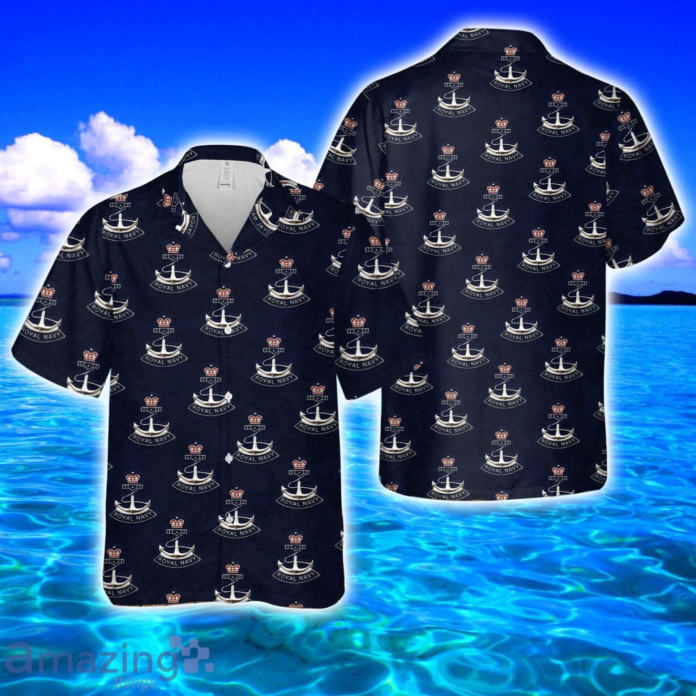Royal Navy Badge AOP Print Hawaiian Shirt And Short Set Product Photo 1