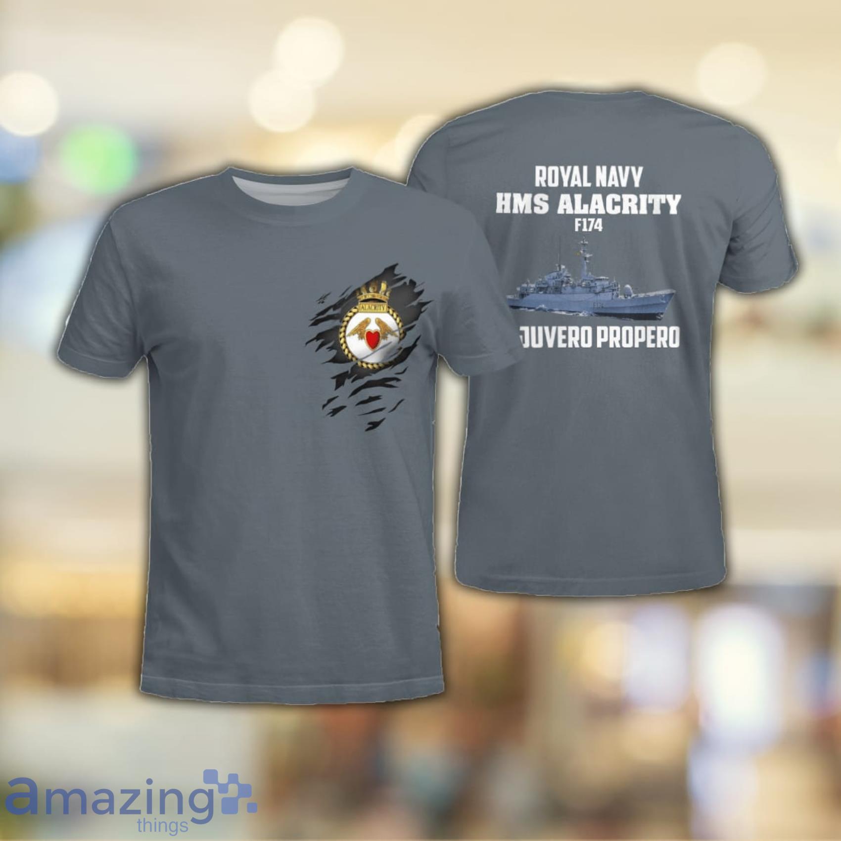 Royal Navy HMS Alacrity (F174) Amazon-class Type 21 frigate All Over Print 3D T-Shirt Product Photo 1