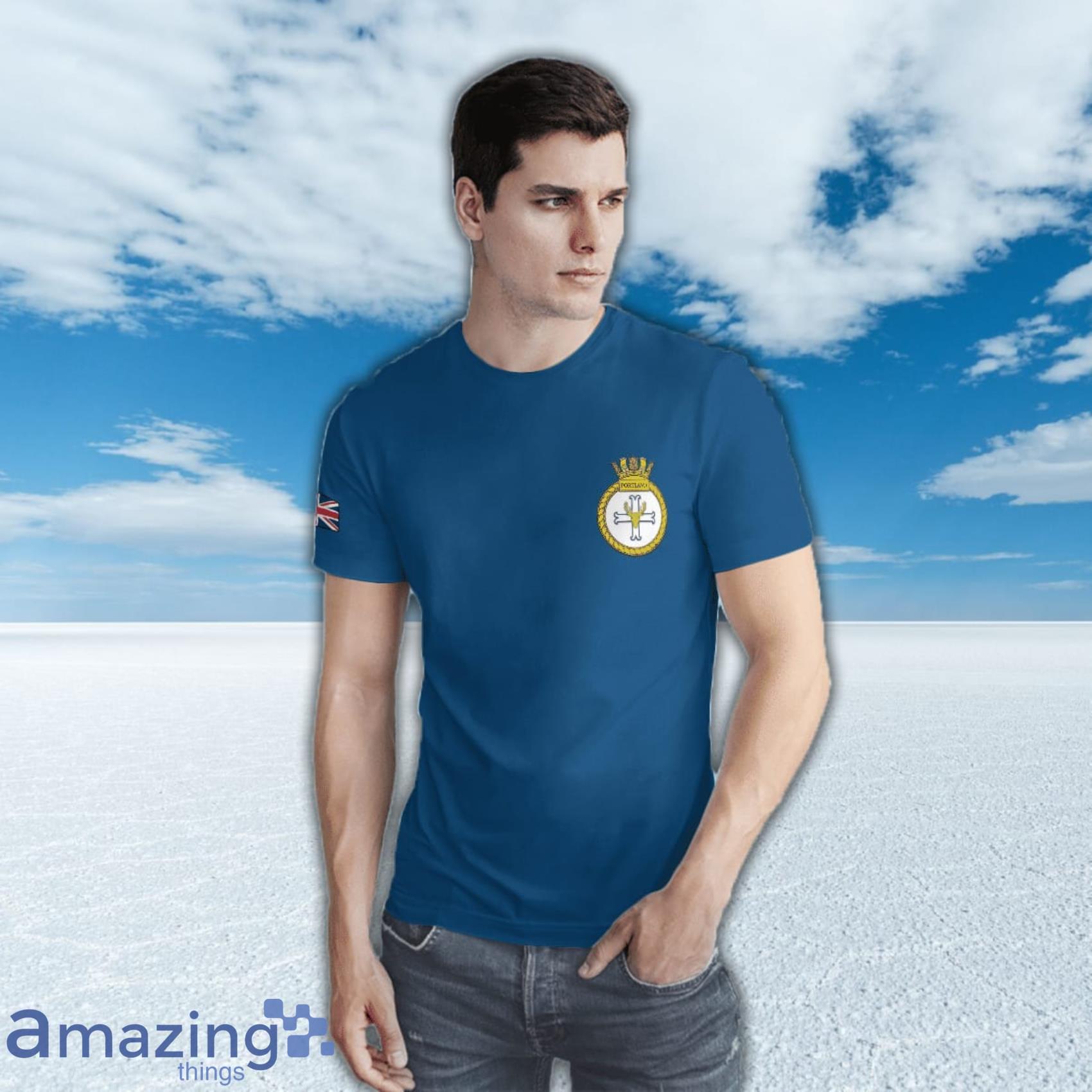 Royal Navy HMS Portland (F79) Duke class Type 23 Frigate All Over Print 3D T Shirt image Royal Navy HMS Portland (F79) Duke class Type 23 Frigate All Over Print 3D T-Shirt Product Photo 2