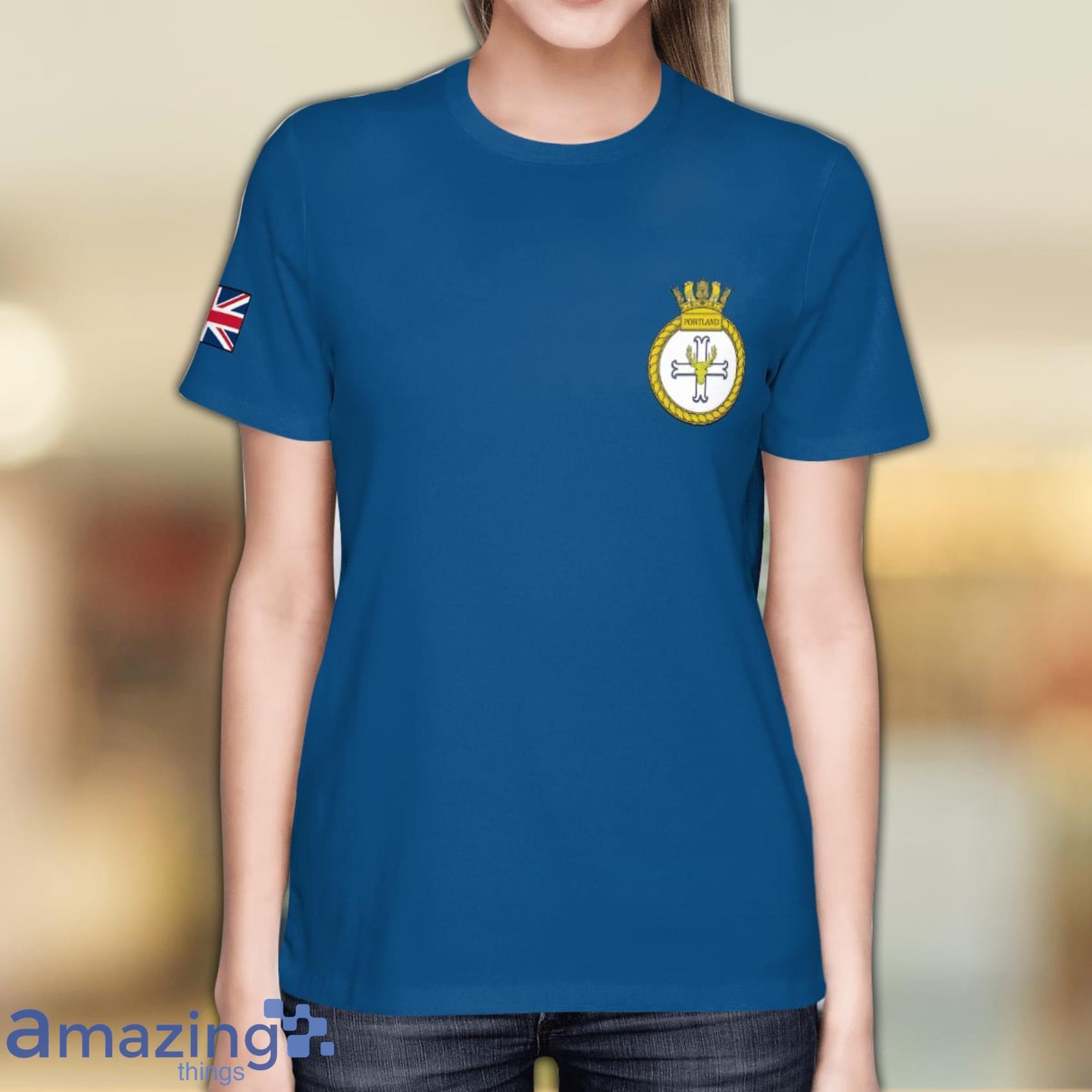 Royal Navy HMS Portland (F79) Duke class Type 23 Frigate All Over Print 3D T Shirt image Royal Navy HMS Portland (F79) Duke class Type 23 Frigate All Over Print 3D T-Shirt Product Photo 4