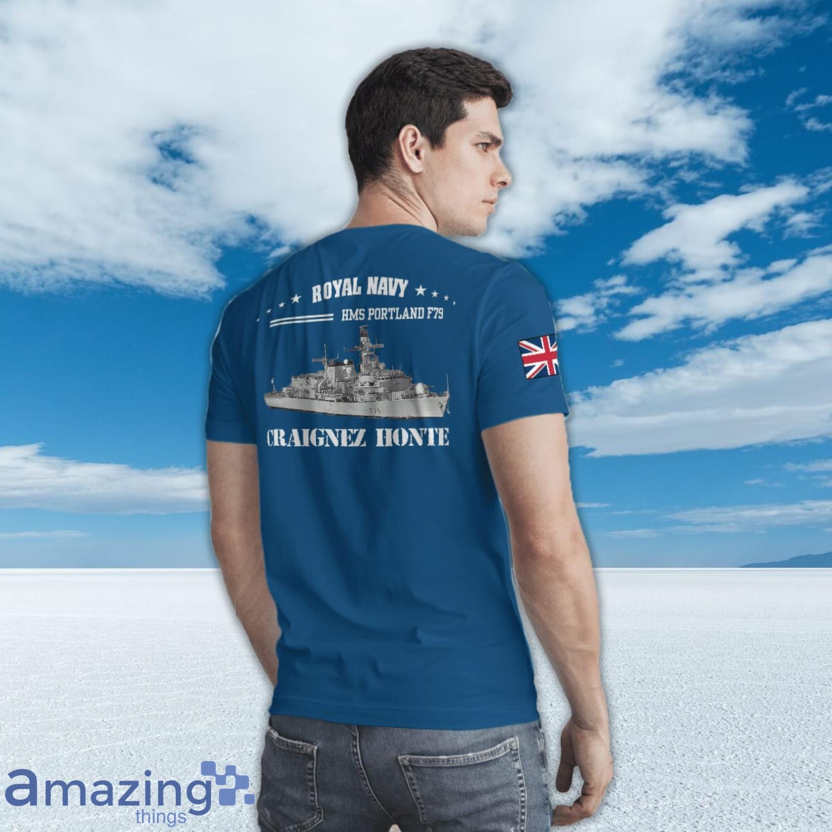 Royal Navy HMS Portland (F79) Duke class Type 23 Frigate All Over Print 3D T Shirt image Royal Navy HMS Portland (F79) Duke class Type 23 Frigate All Over Print 3D T-Shirt Product Photo 5