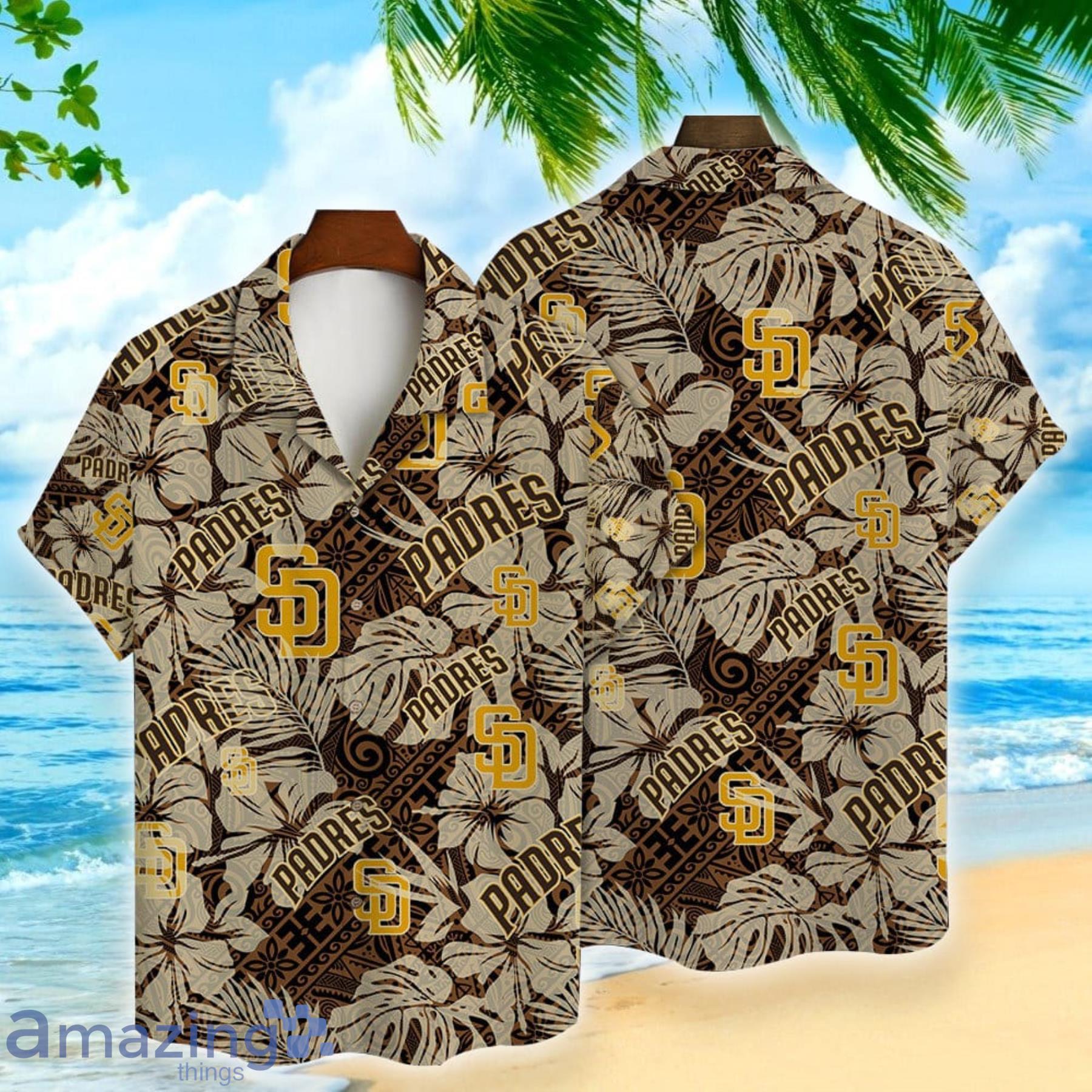 San Diego Padres Team Major League Baseball Hibiscus Pattern Hawaiian Shirt Product Photo 1