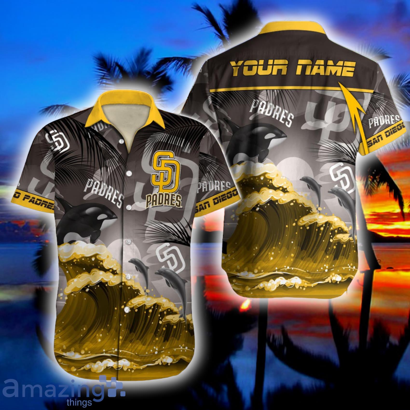 San Diego PadresMLB Custom Name Cute  Dolphin Ocean And Sky Hawaiian shirt Product Photo 1
