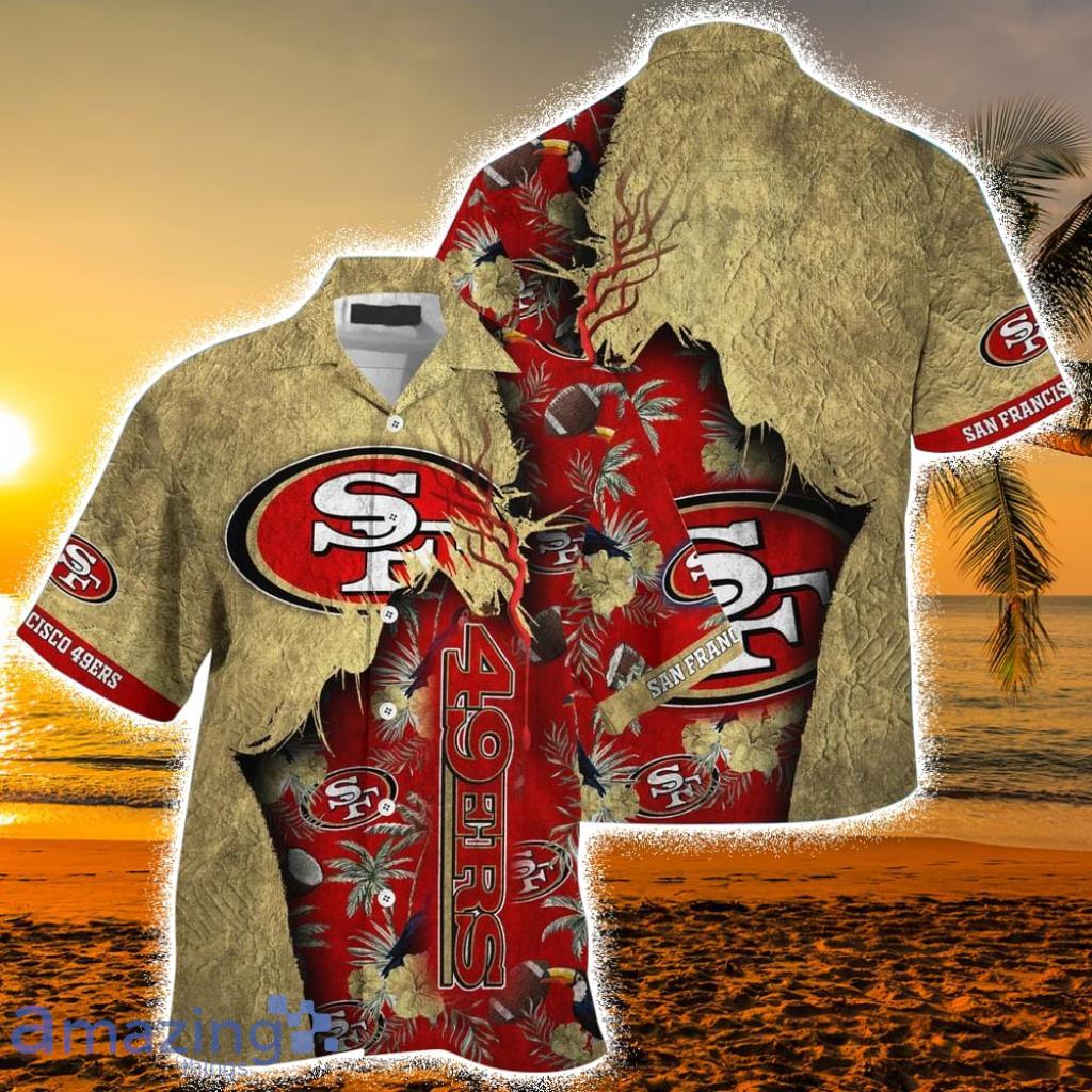 NFL San Francisco 49ers Hawaiian Shirt With Tropical Pattern Flamingo  Printed For Fans