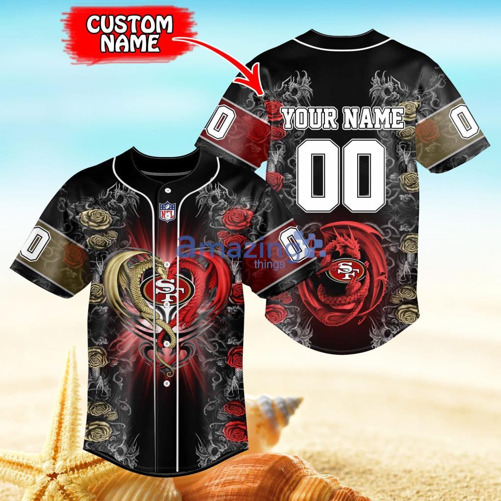 San Francisco 49ers Personalized NFL Dragon Baseball Jersey Shirt Gift For Fans Product Photo 1
