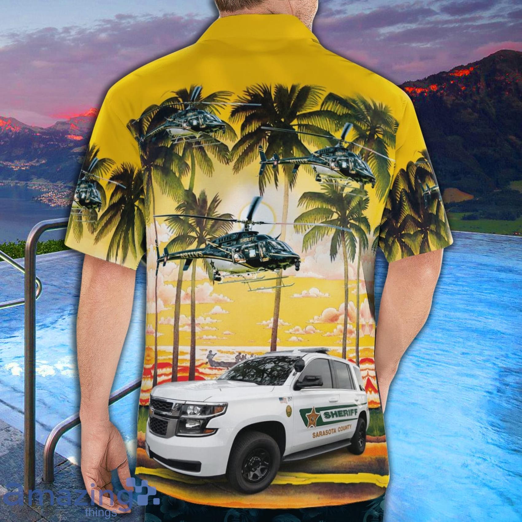 Sarasota County (FL) Sheriff Tropical Style AOP Short Sleeve Hawaiian Shirt And Beach Short image Sarasota County (FL) Sheriff Tropical Style AOP Short Sleeve Hawaiian Shirt And Beach Short Product Photo 2