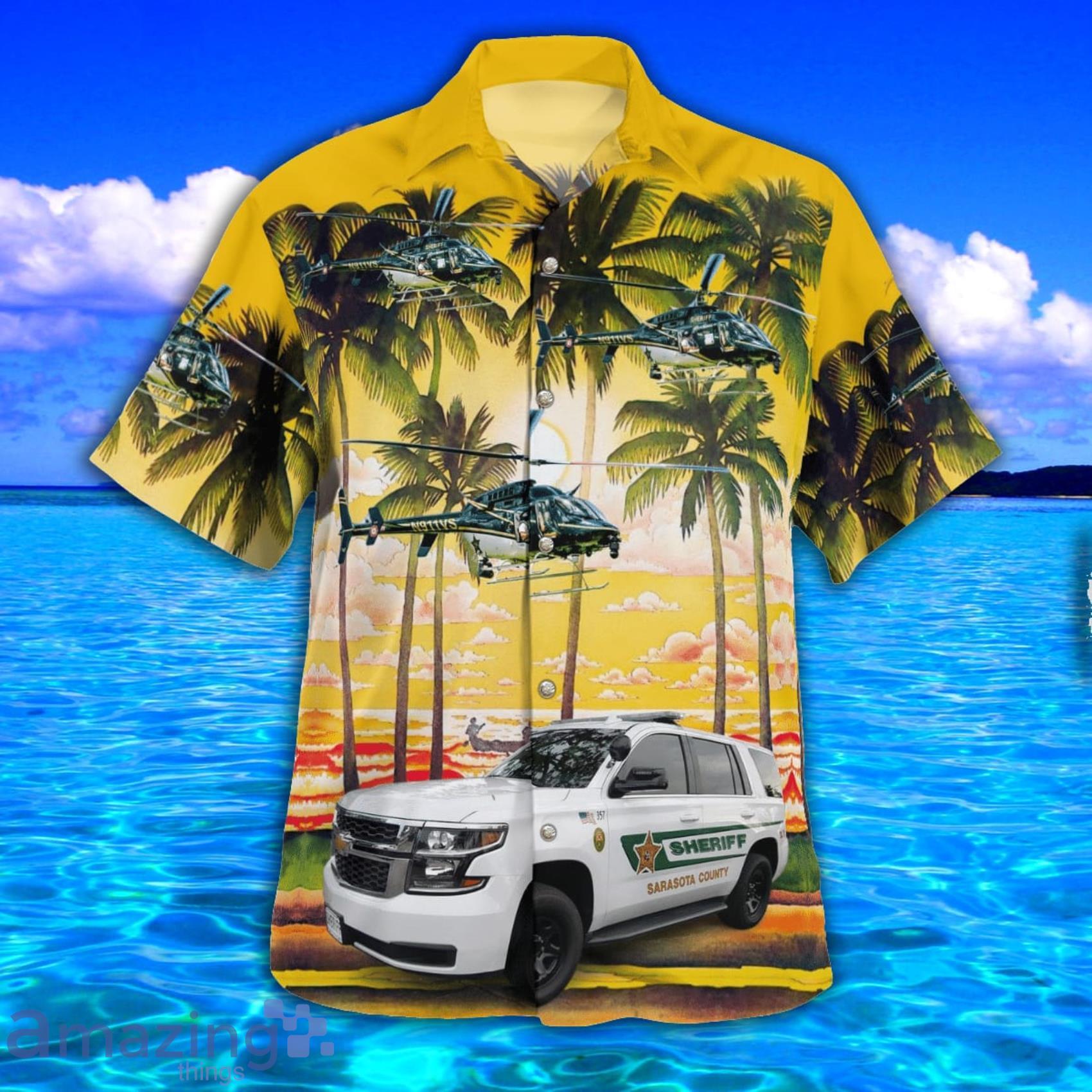 Sarasota County (FL) Sheriff Tropical Style AOP Short Sleeve Hawaiian Shirt And Beach Short image Sarasota County (FL) Sheriff Tropical Style AOP Short Sleeve Hawaiian Shirt And Beach Short Product Photo 3