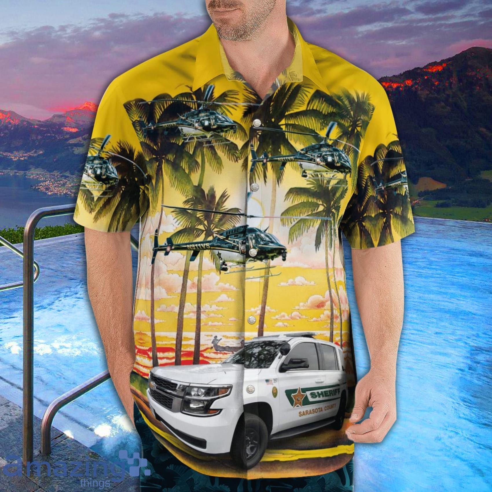 Sarasota County (FL) Sheriff Tropical Style AOP Short Sleeve Hawaiian Shirt And Beach Short image Sarasota County (FL) Sheriff Tropical Style AOP Short Sleeve Hawaiian Shirt And Beach Short Product Photo 4